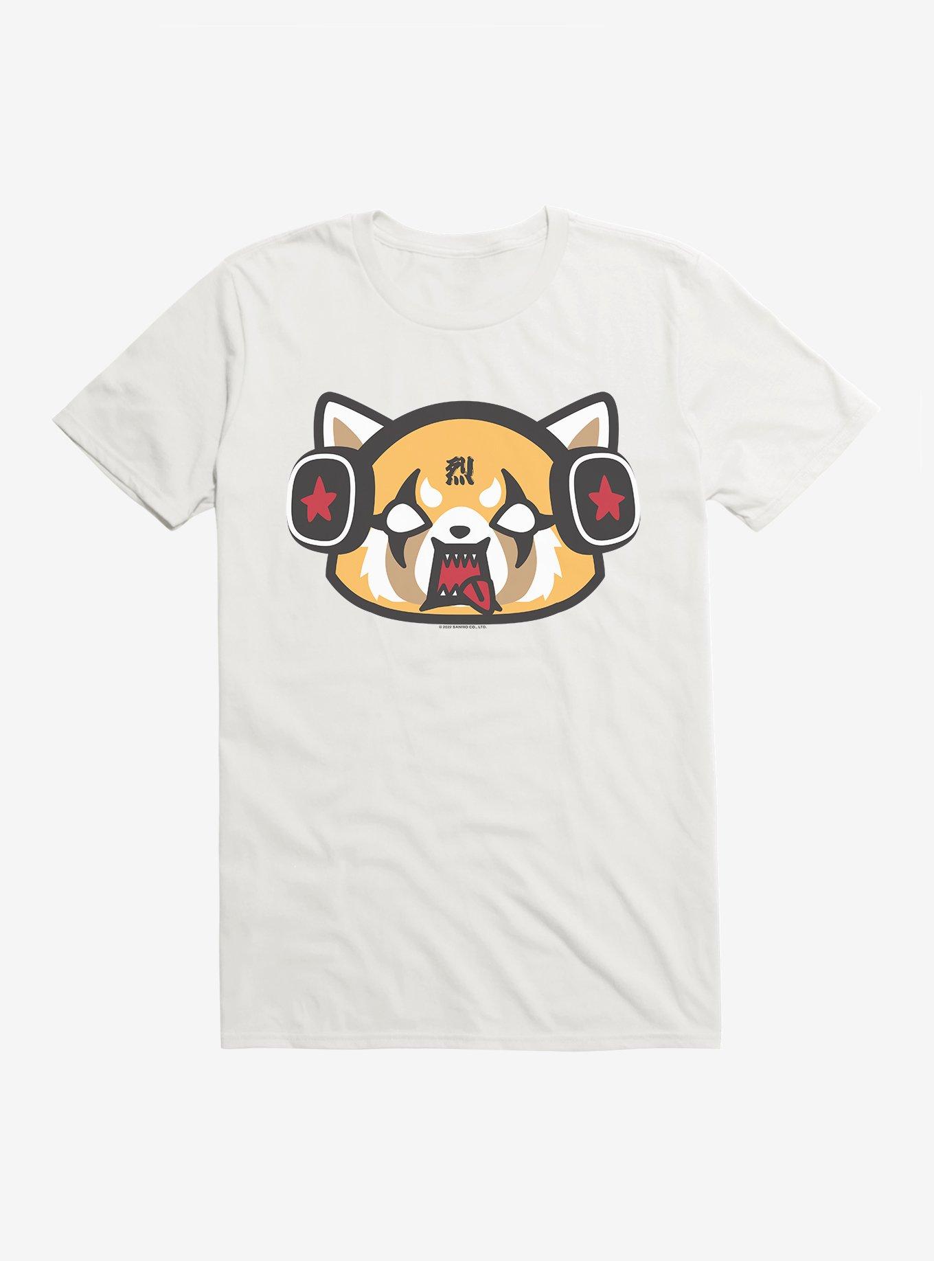 Aggretsuko Metal Raging Headphones T-Shirt, WHITE, hi-res