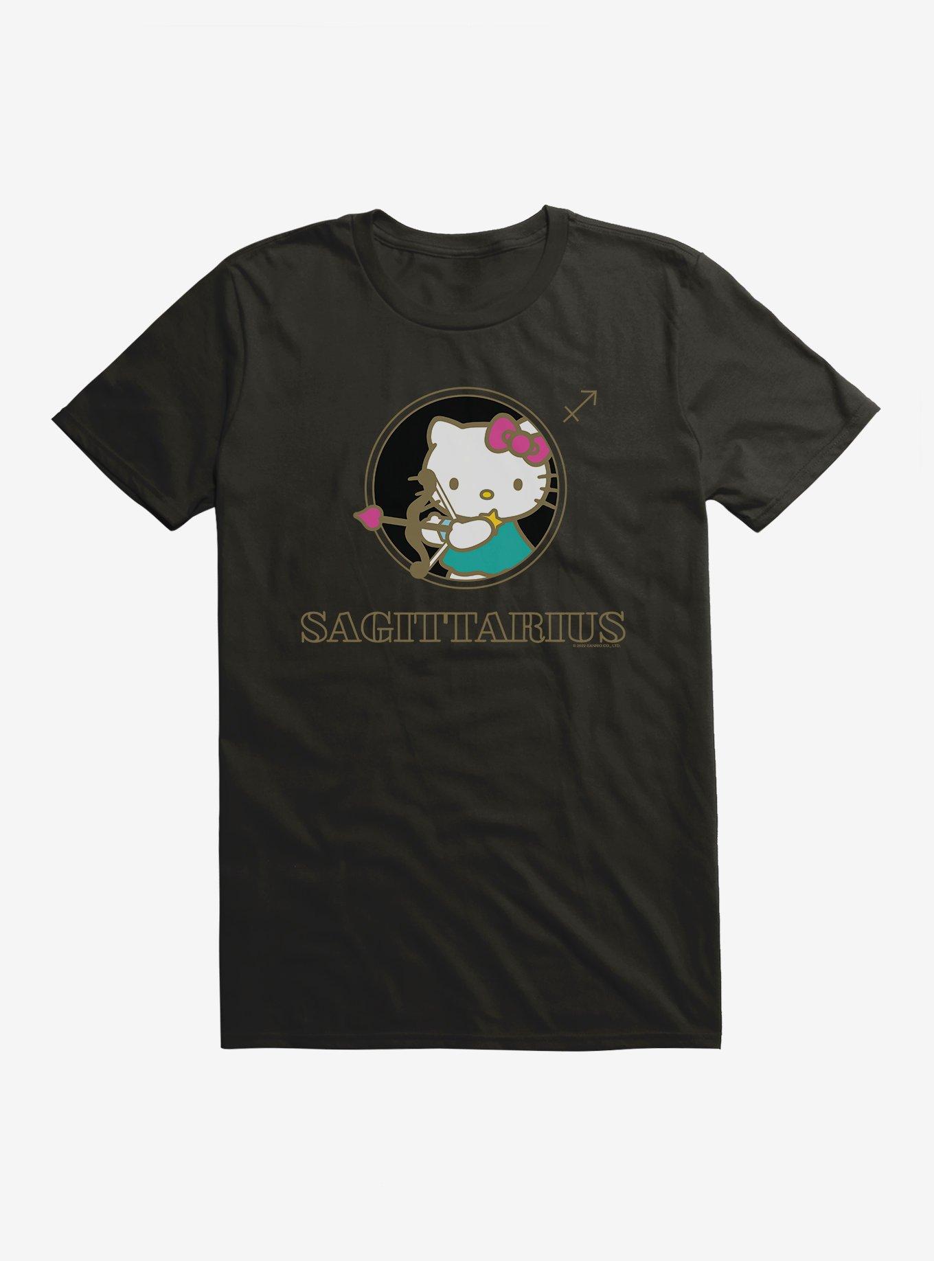 Hello Kitty Star Sign Sagittarius Stencil T-Shirt, BLACK, hi-res