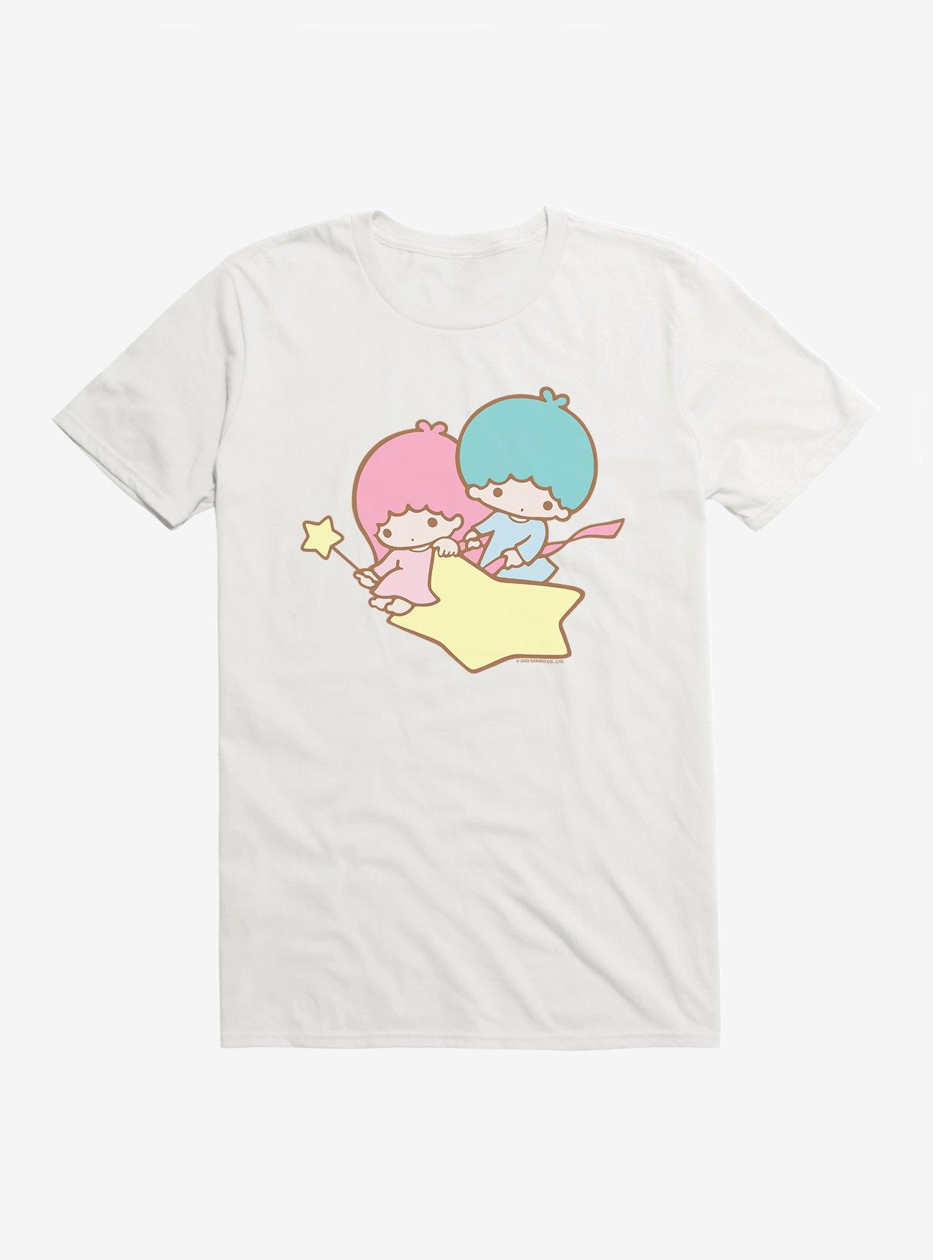 Little Twin Stars Flying Over T-Shirt, WHITE, hi-res