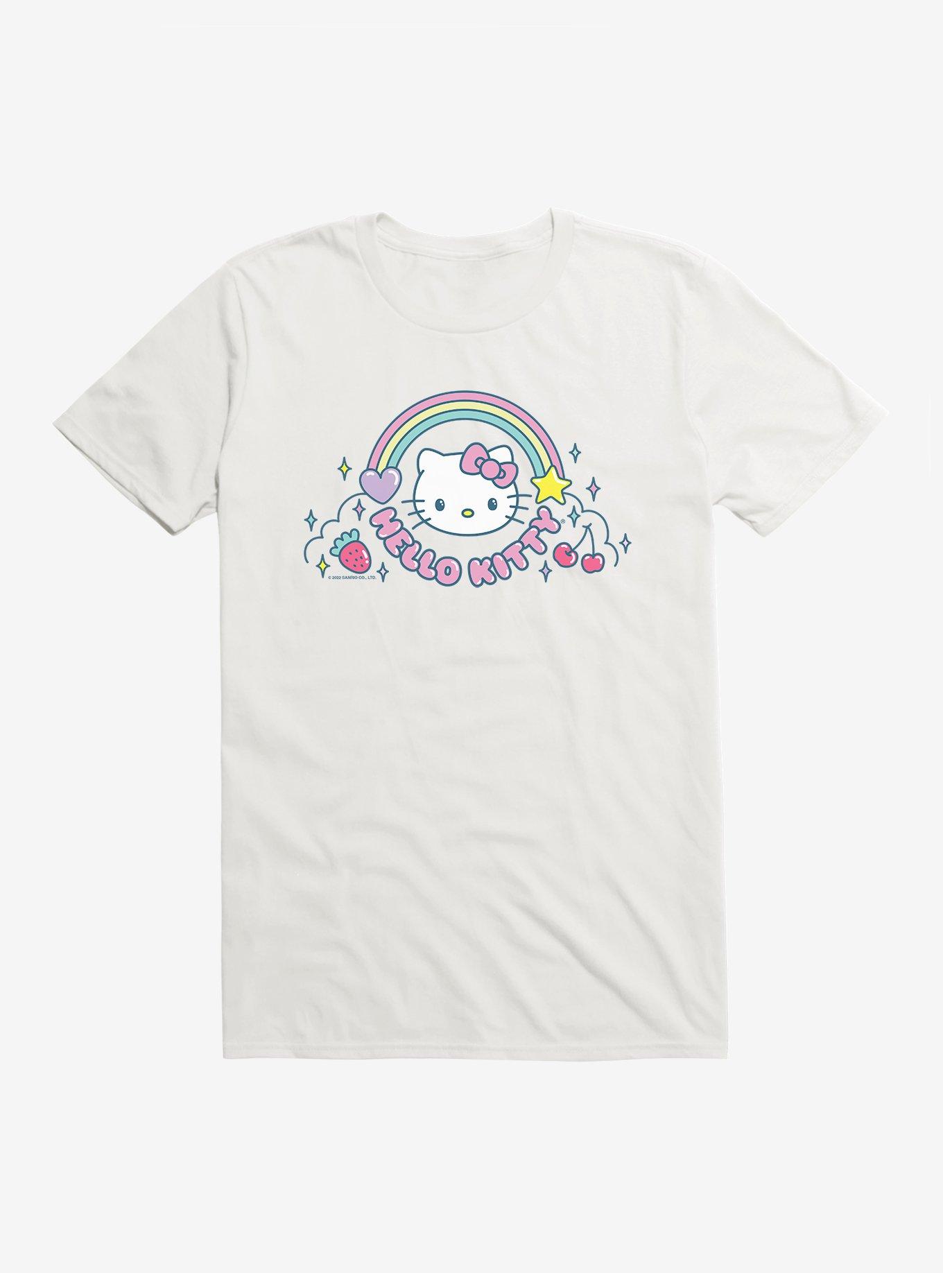 Hello Kitty Kawaii Vacation Rainbow Logo T-Shirt, , hi-res
