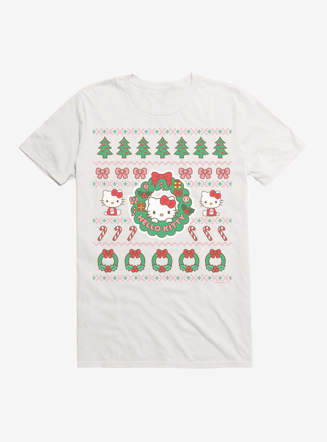 Hello Kitty Ugly Christmas Pattern T-Shirt, WHITE, hi-res