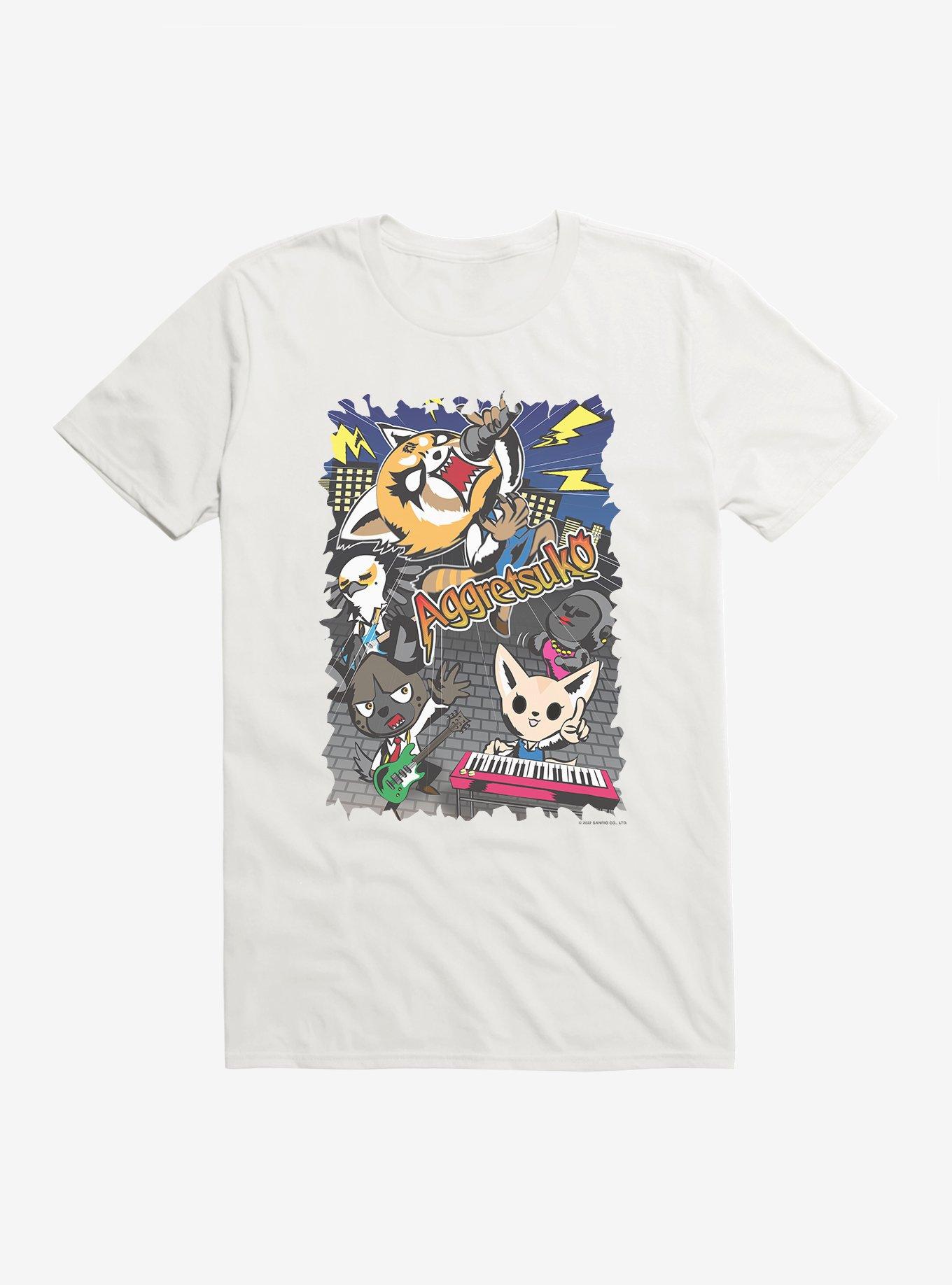 Aggretsuko Band Photo T-Shirt, WHITE, hi-res