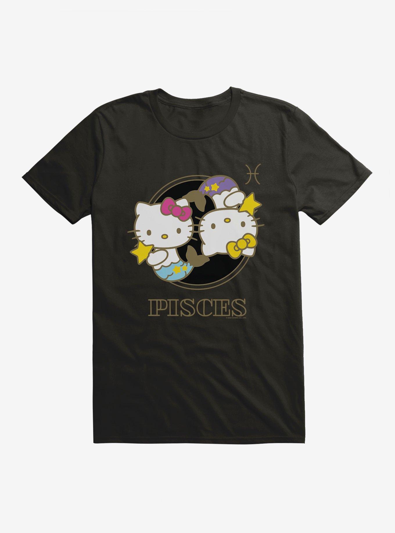 Hello Kitty Star Sign Pisces Stencil T-Shirt, BLACK, hi-res