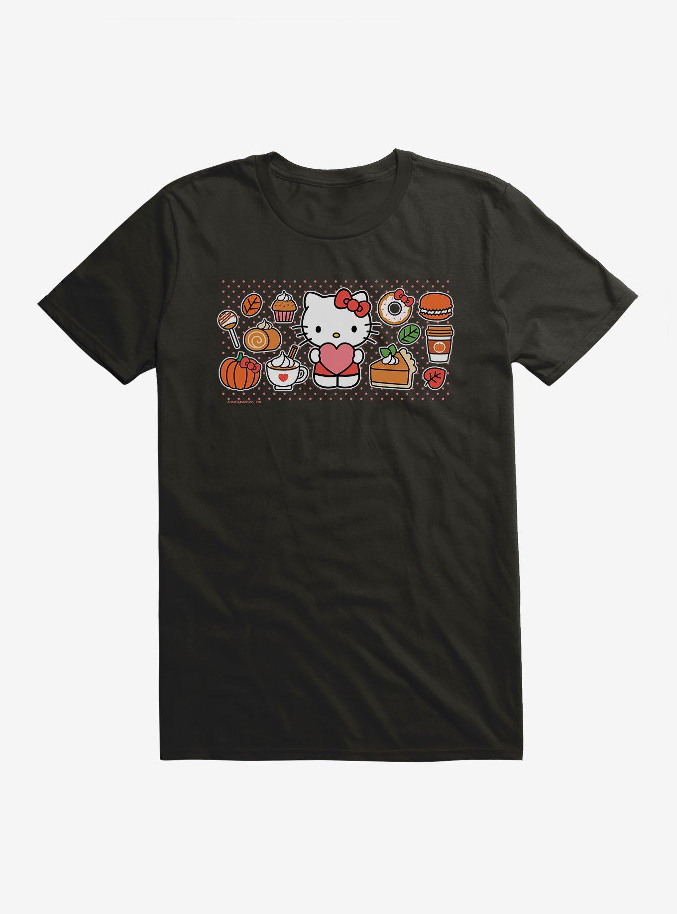 Hello Kitty Pumpkin Spice Food & Decor T-Shirt, BLACK, hi-res