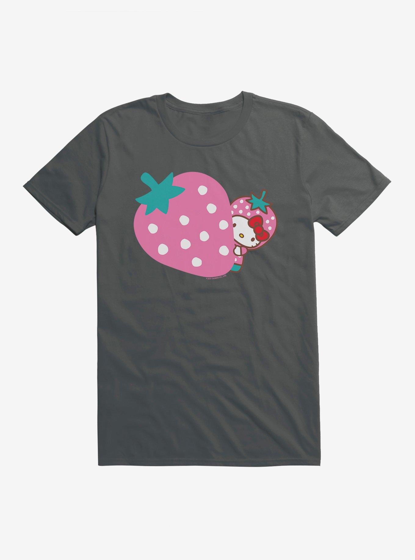 Hello Kitty Five A Day Pink Strawberry T-Shirt, DARK HEATHER, hi-res
