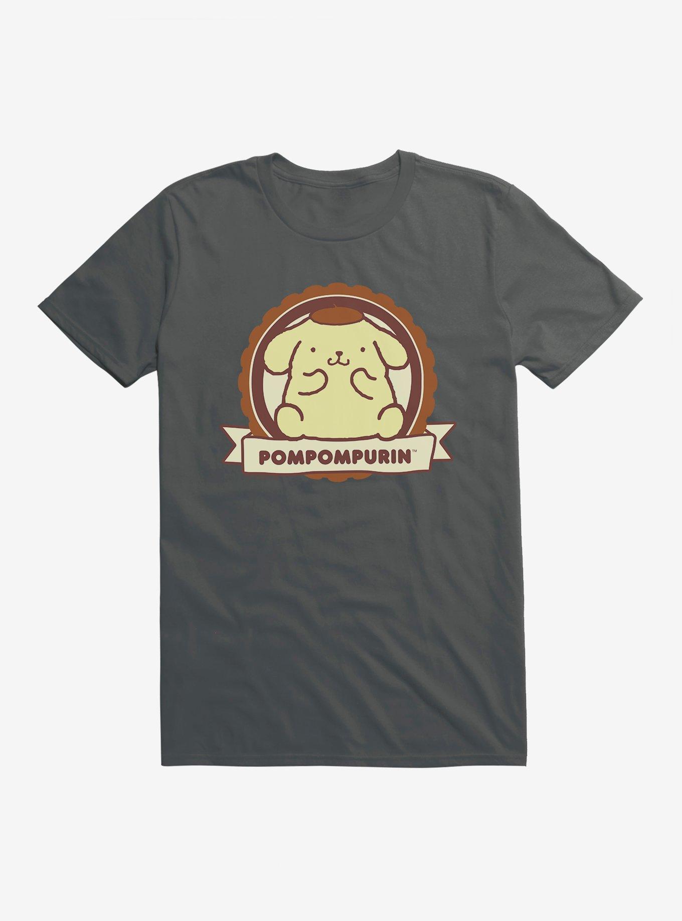 Pompompurin Badge T-Shirt, DARK HEATHER, hi-res