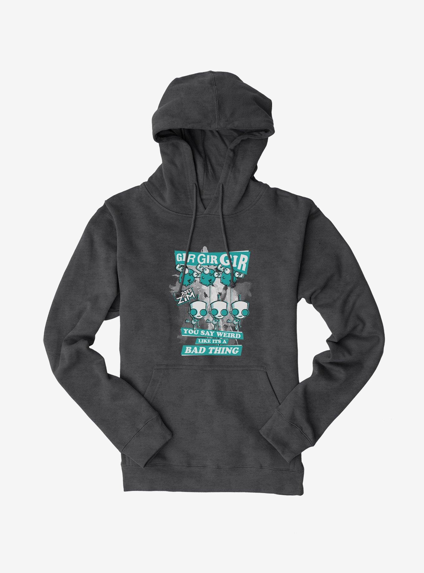 Invader Zim Weird Like It's A Bad Thing Hoodie, DARK HEATHER, hi-res