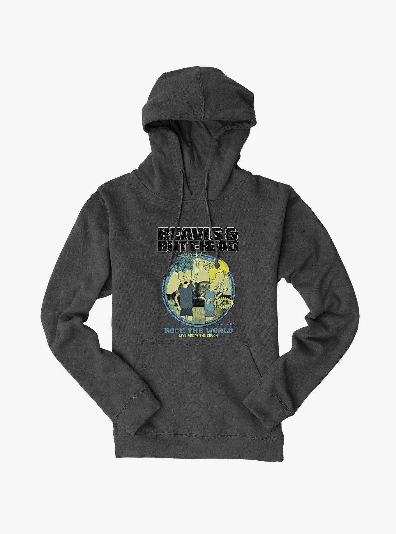 Beavis And Butthead Rock The World Hoodie, DARK HEATHER, hi-res