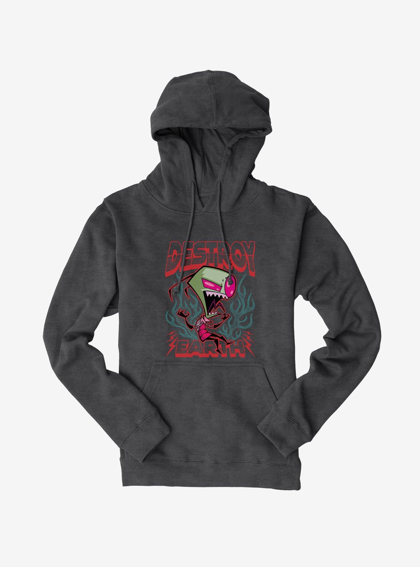 Invader Zim Unique Destroy Hoodie, DARK HEATHER, hi-res