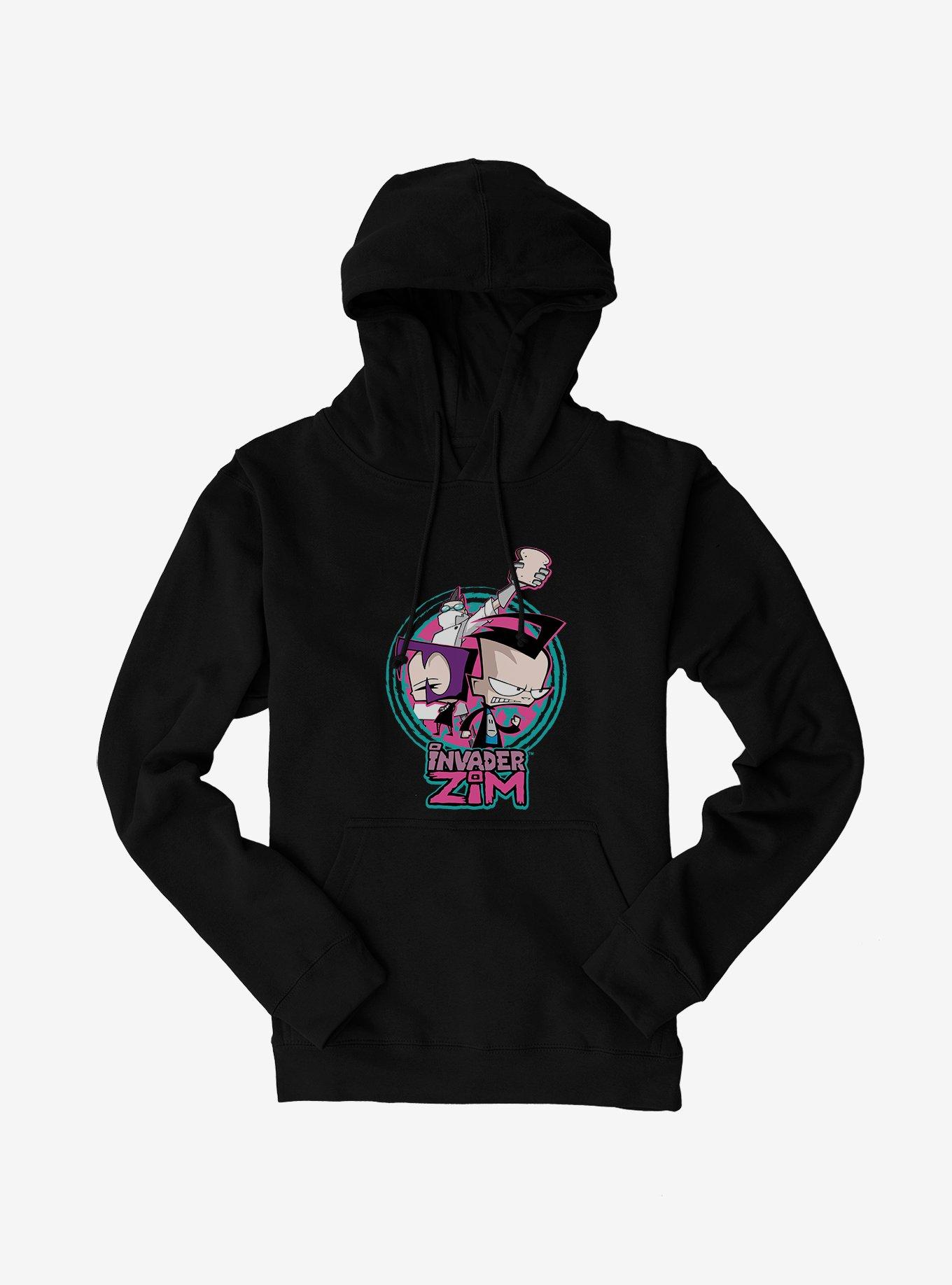 Invader Zim Gaz, Dib & Professor Membrane Hoodie, BLACK, hi-res