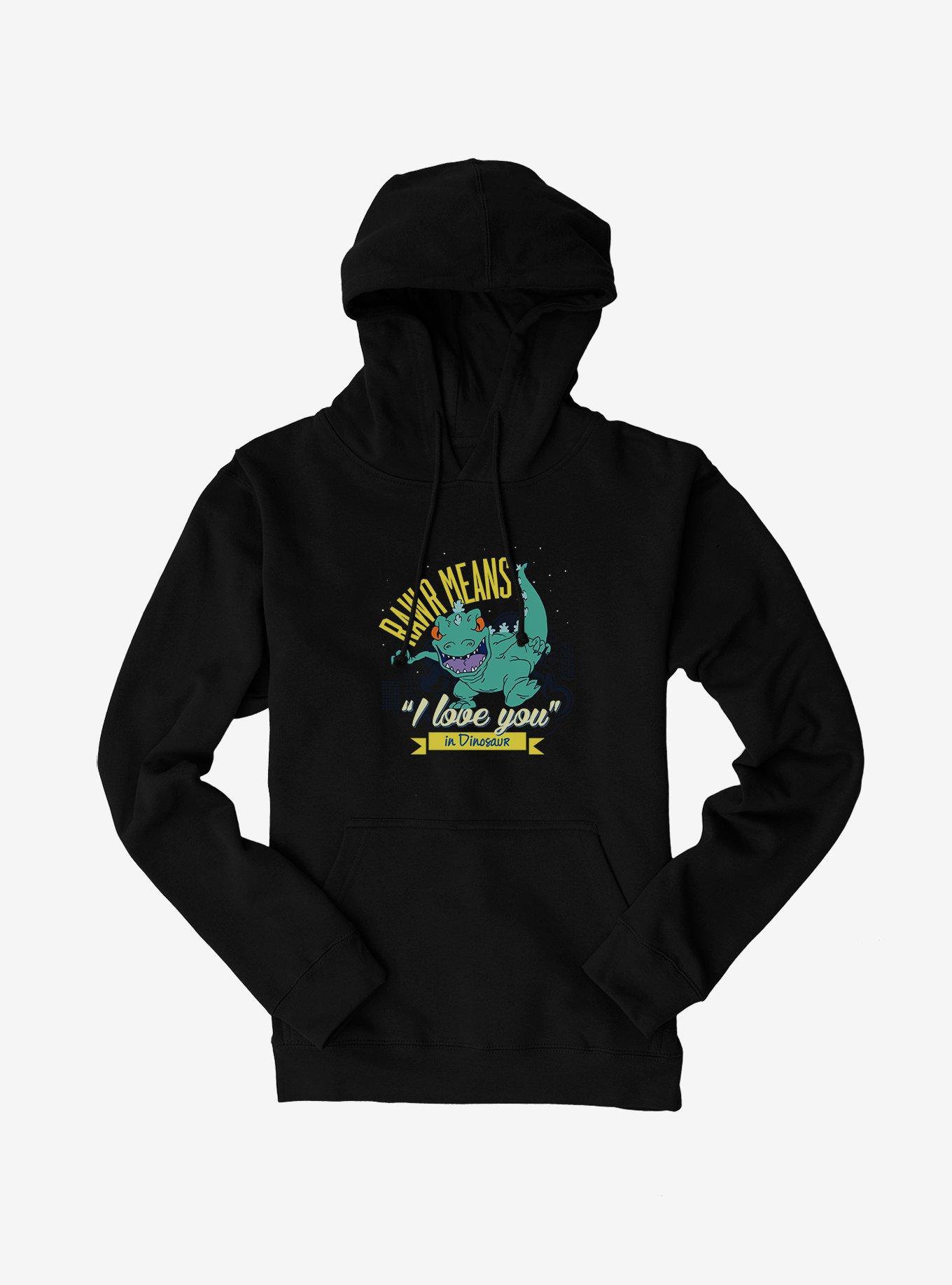 Rugrats Reptar Rawr Means I Love You In Dinosaur Hoodie, BLACK, hi-res
