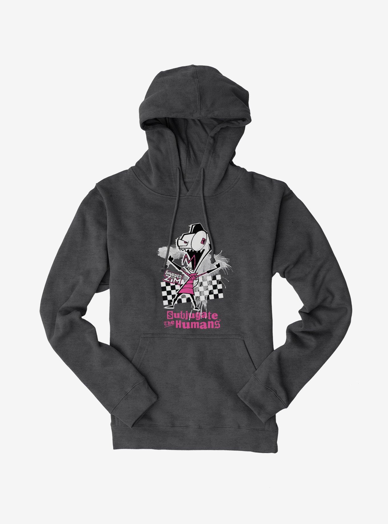 Invader Zim Subjugate The Humans Hoodie, DARK HEATHER, hi-res