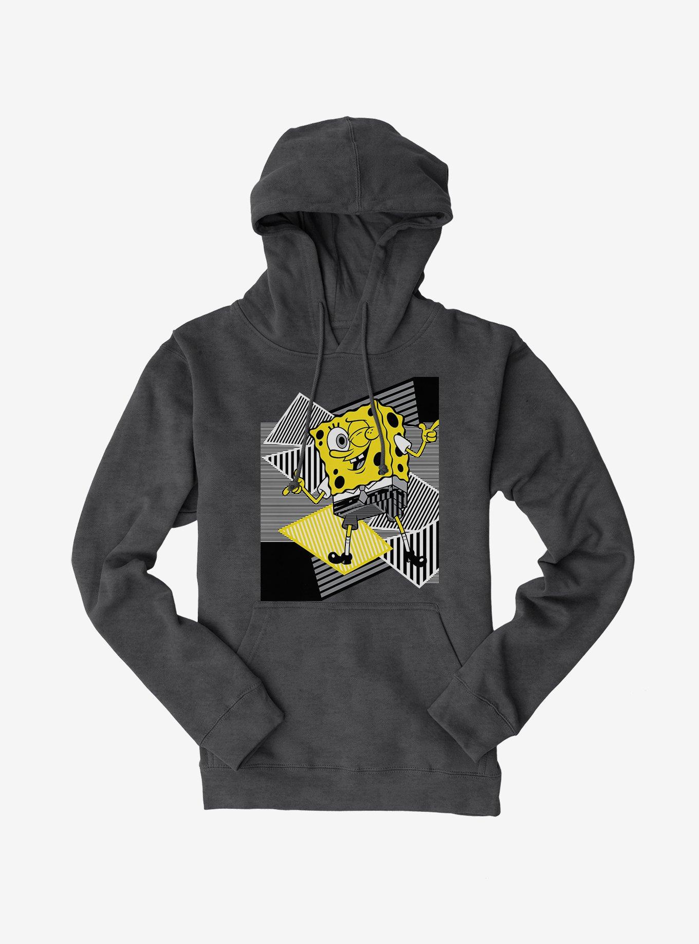 SpongeBob SquarePants Grayscale Patterns Hoodie, DARK HEATHER, hi-res