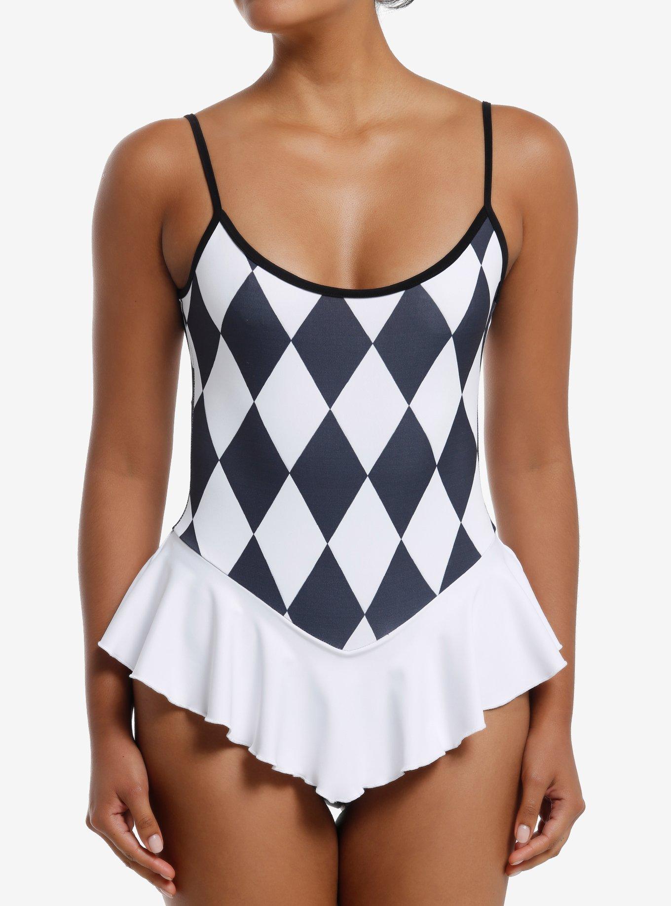 Black & White Argyle Girls Body Suit, , hi-res