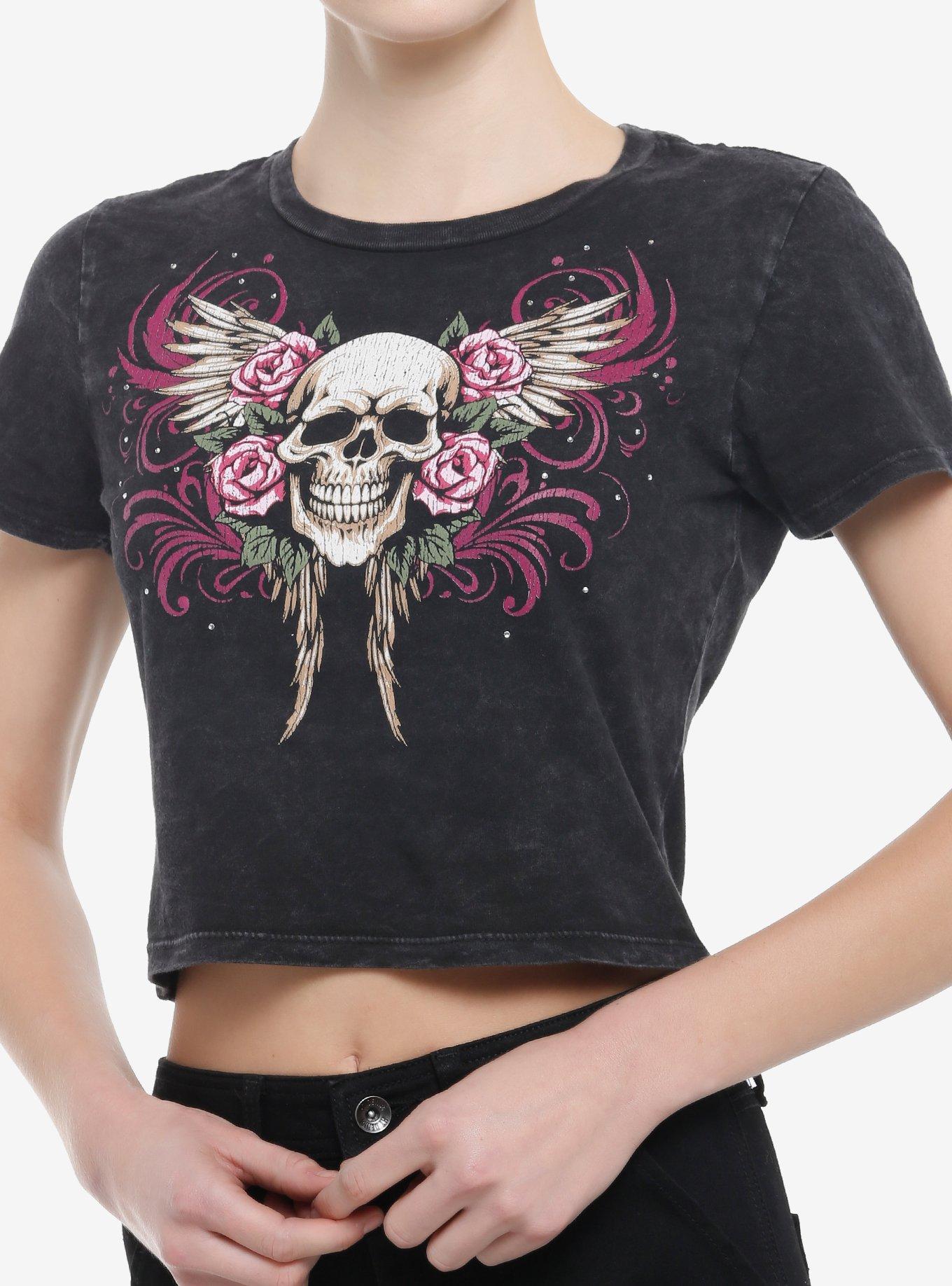 Social Collision Skull Wings Rhinestone Girls Baby T-Shirt, , hi-res
