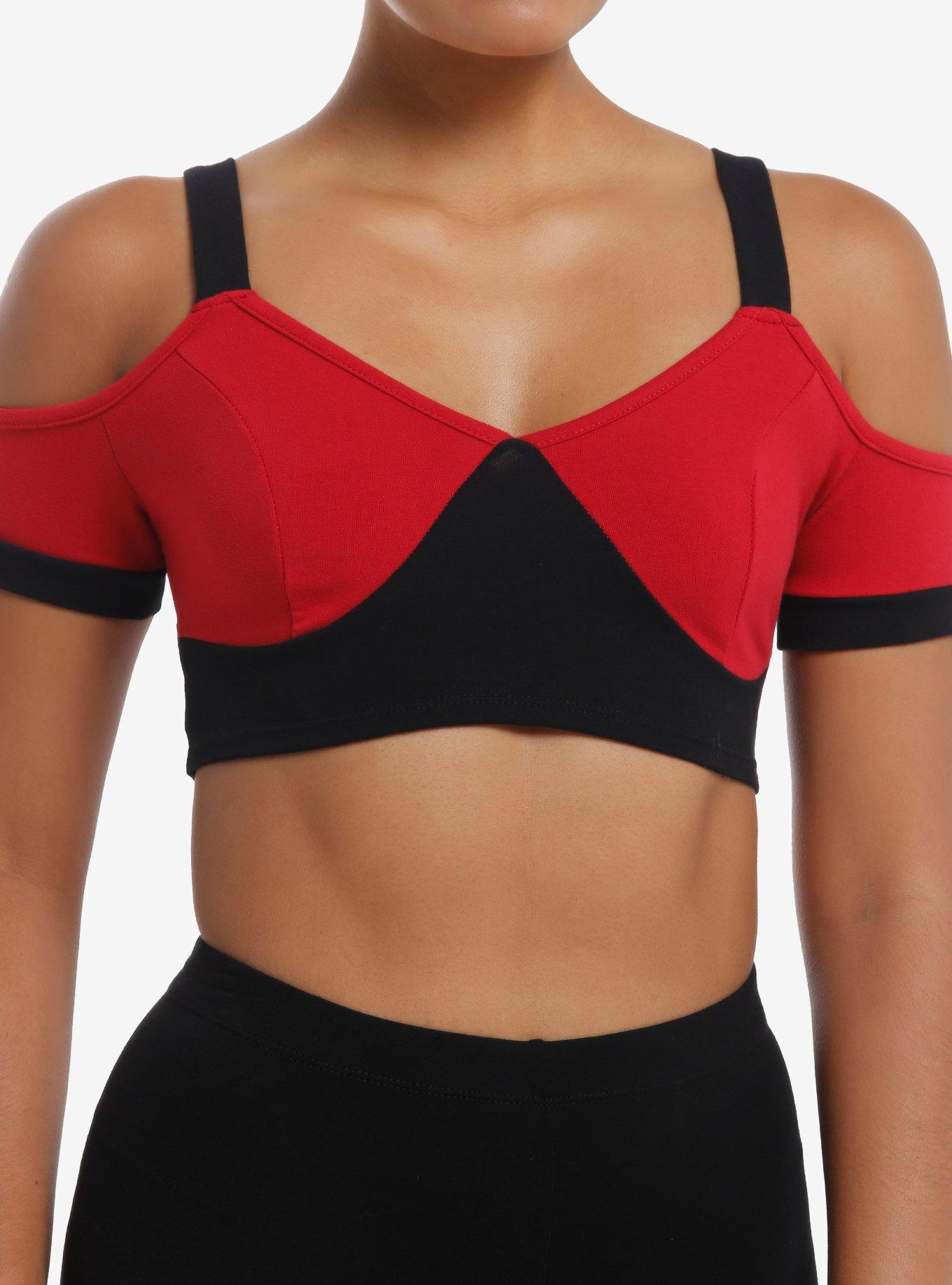 Black & Red Cold Shoulder Bralette, , hi-res