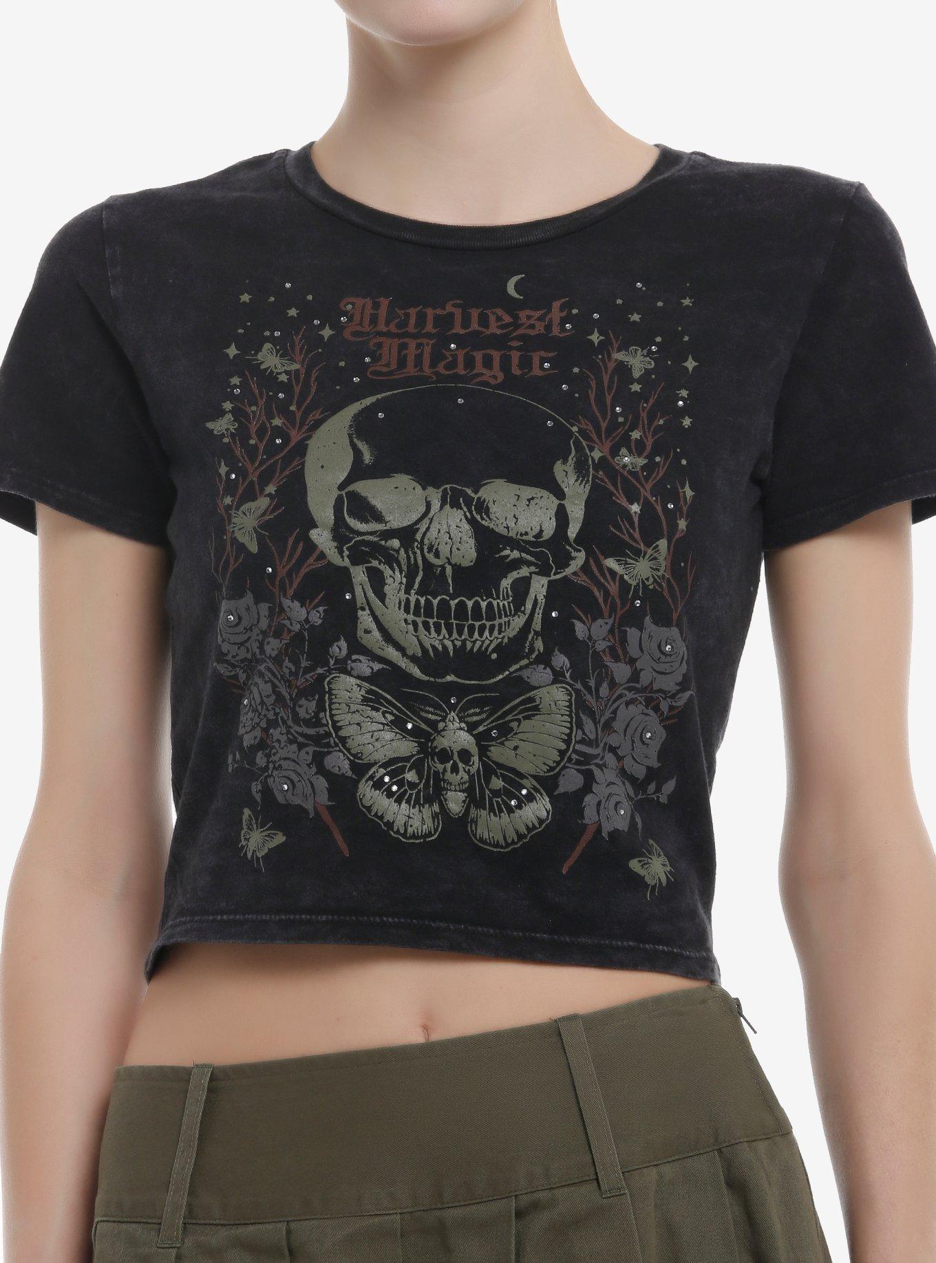 Thorn & Fable Harvest Magic Skull & Moth Rhinestone Girls Baby T-Shirt, , hi-res