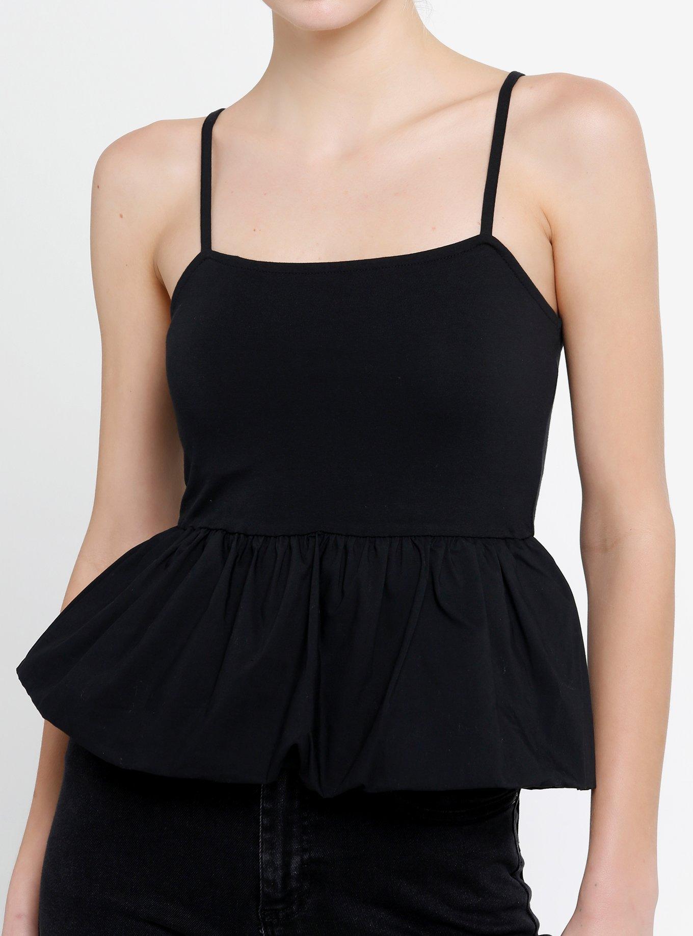 Black Peplum Cami, , hi-res