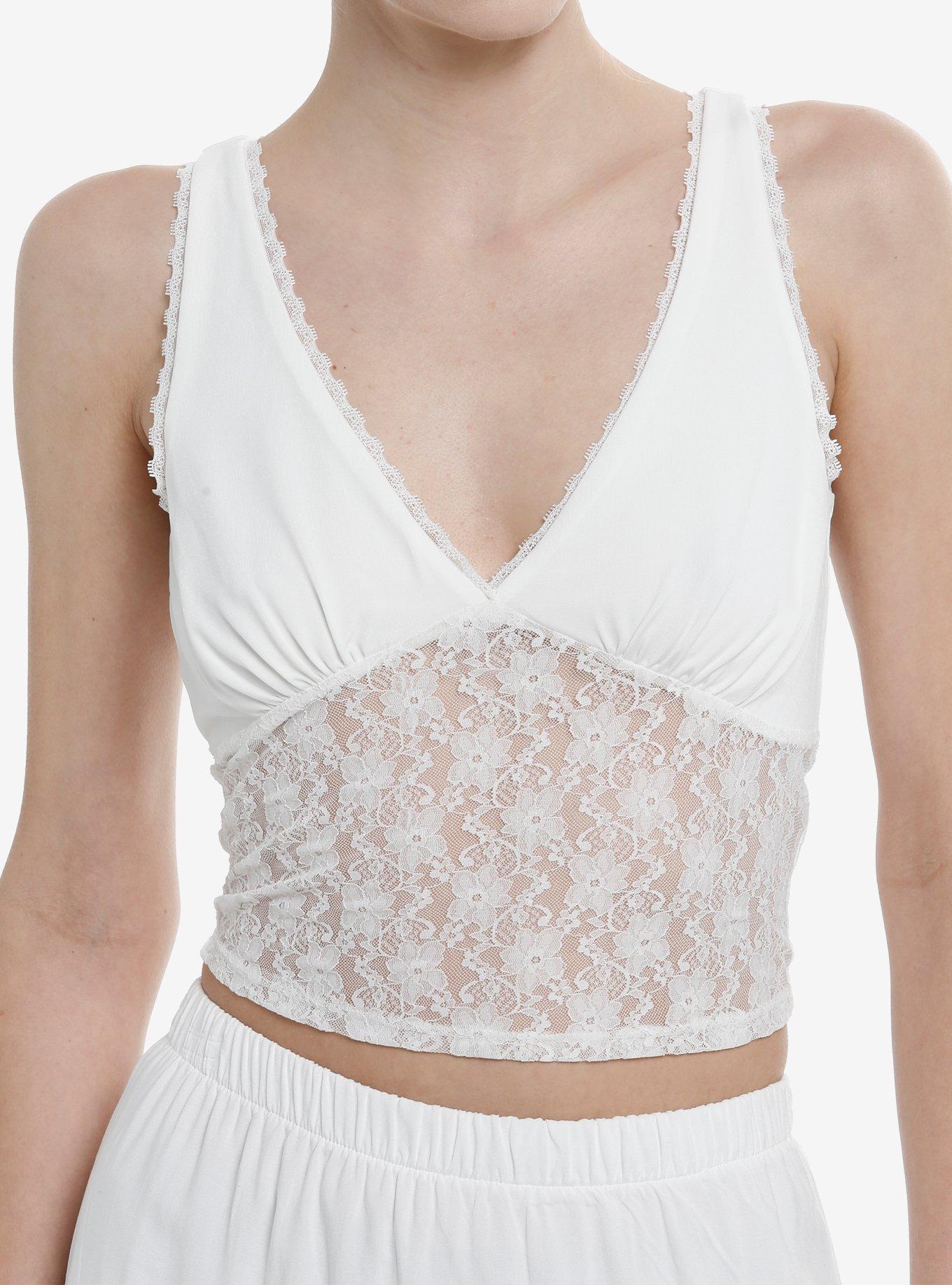 Sweet Society White Lace Girls Tank Top, , hi-res