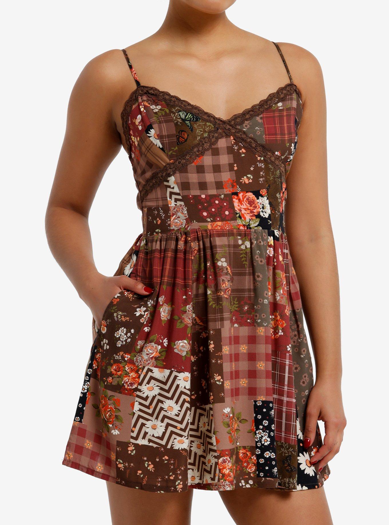 Thorn & Fable Cottage Floral Patchwork Cami Dress, , hi-res