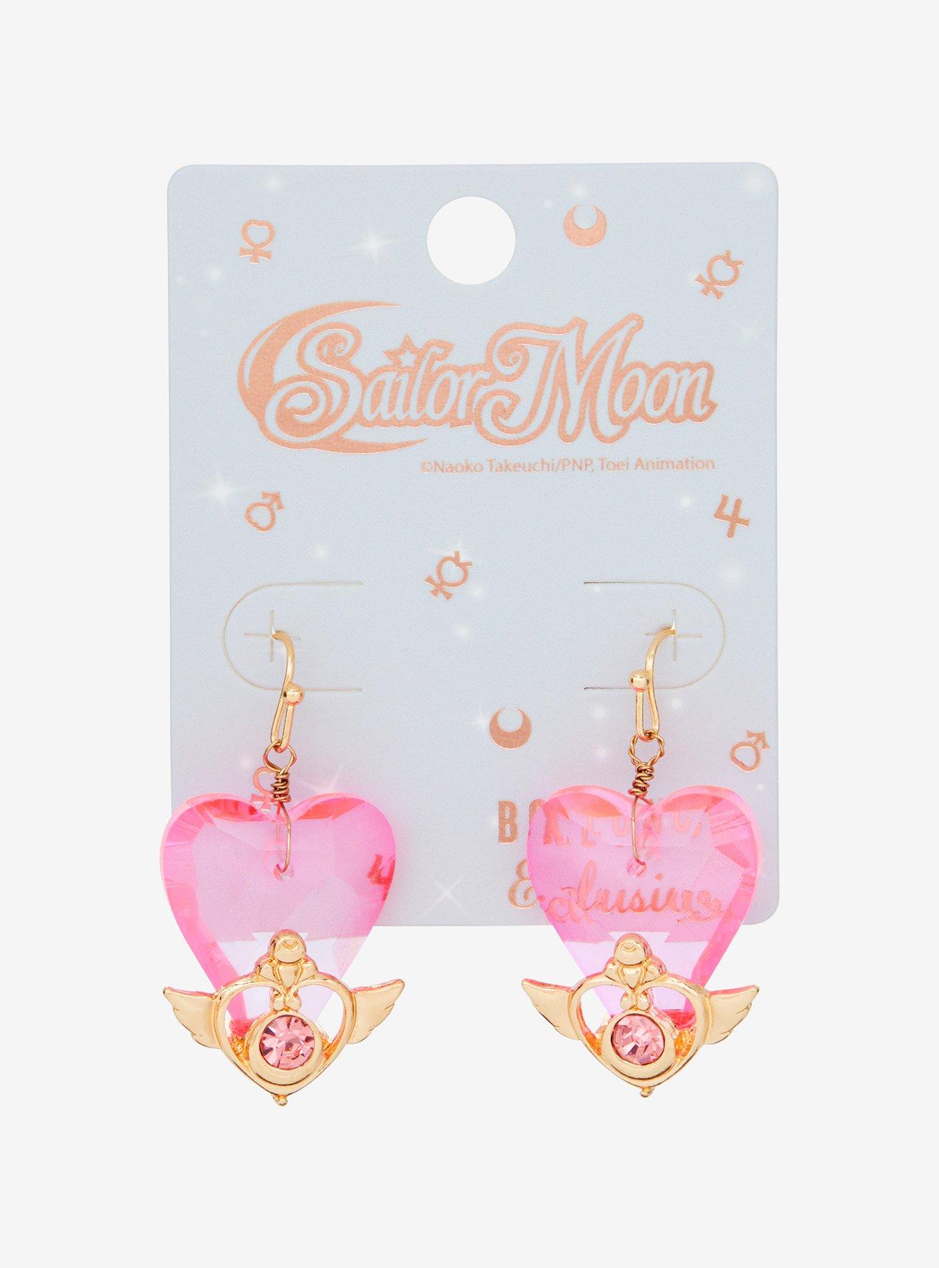 Pretty Guardian Sailor Moon Crisis Moon Compact Heart Earrings - BoxLunch Exclusive, , hi-res