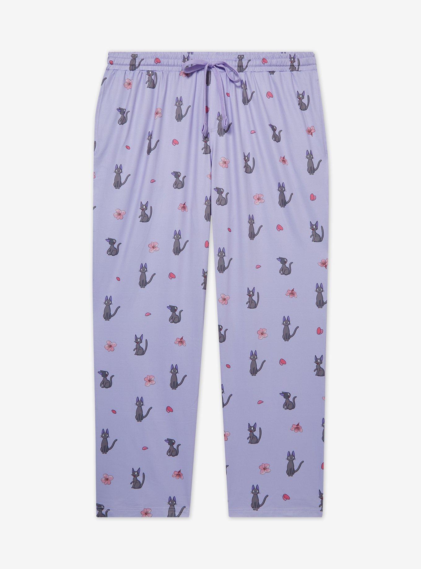 Studio Ghibli® Kiki's Delivery Service Jiji Allover Print Women's Plus Size Sleep Pants — BoxLunch Exclusive, , hi-res