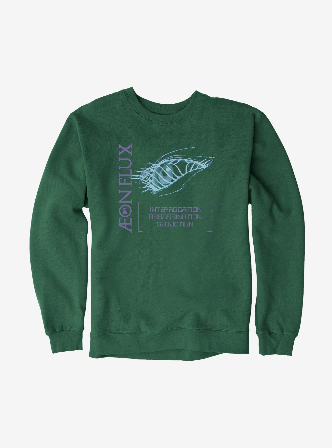 Aeon Flux Interrogation Assassination Seduction Sweatshirt, FOREST GREEN, hi-res