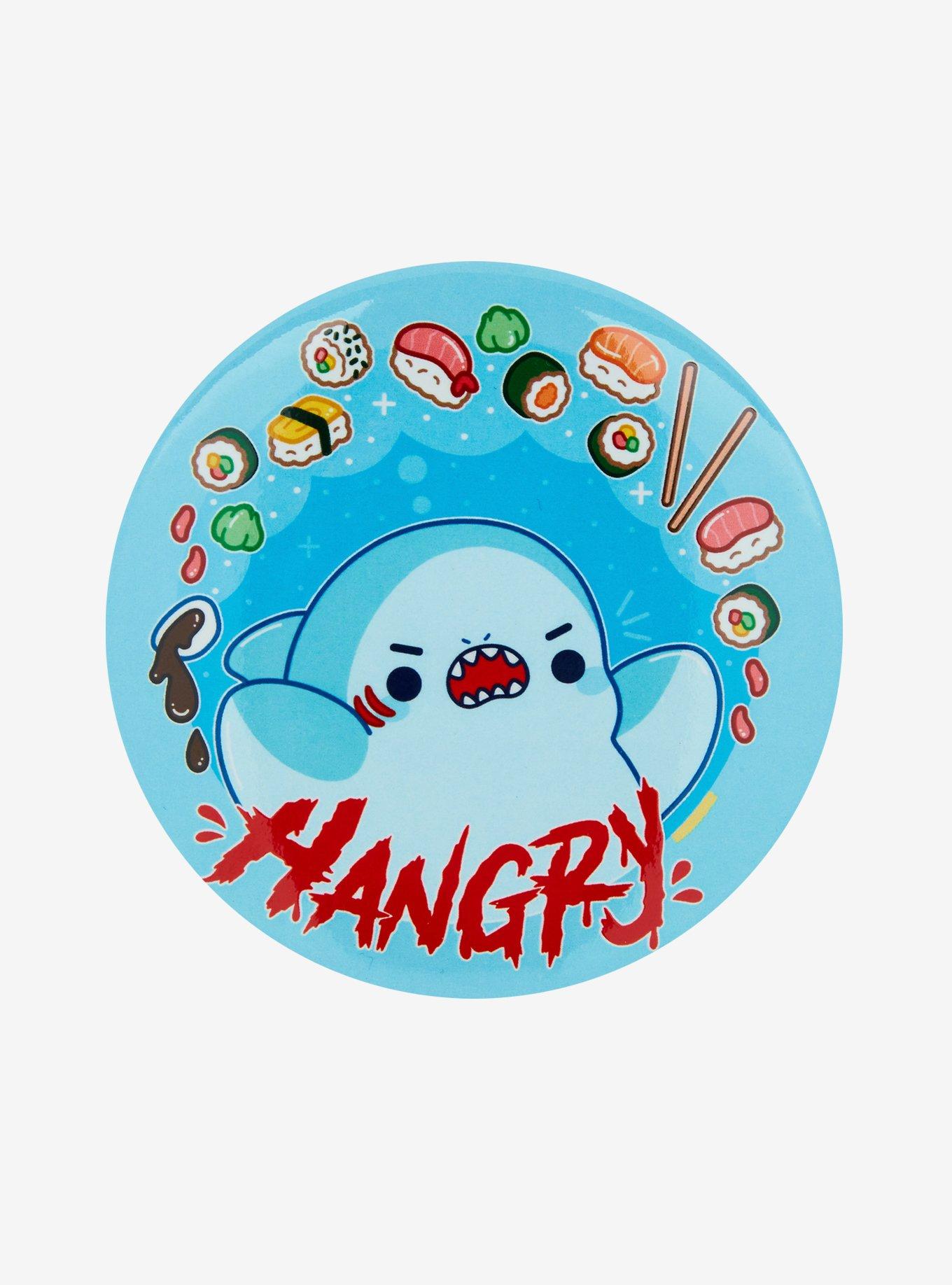 Hangry Shark Sushi 3 Inch Button, , hi-res