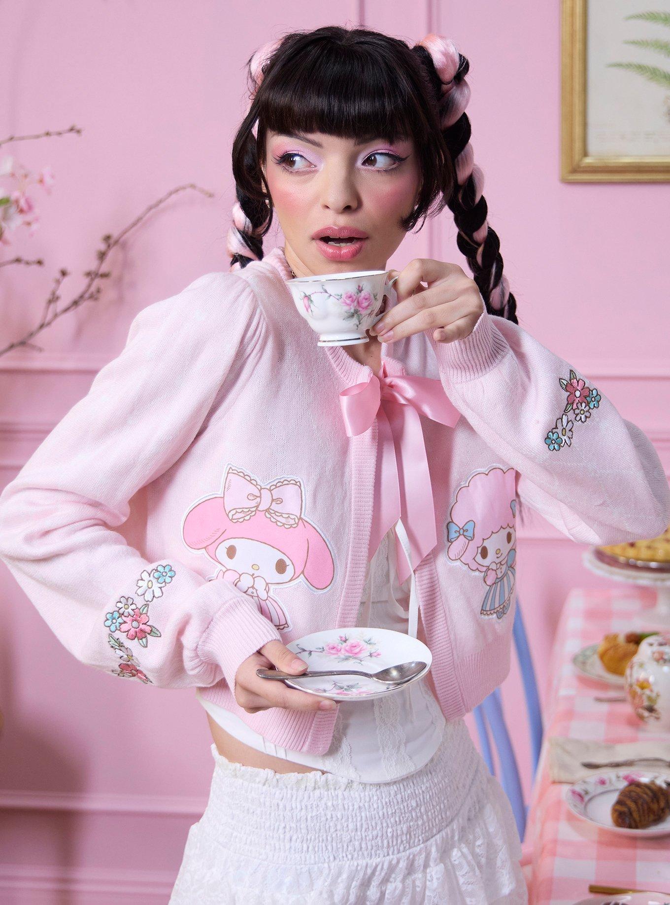 My Melody Kuromi My Sweet Piano Bow Girls Crop Cardigan | Hot Topic