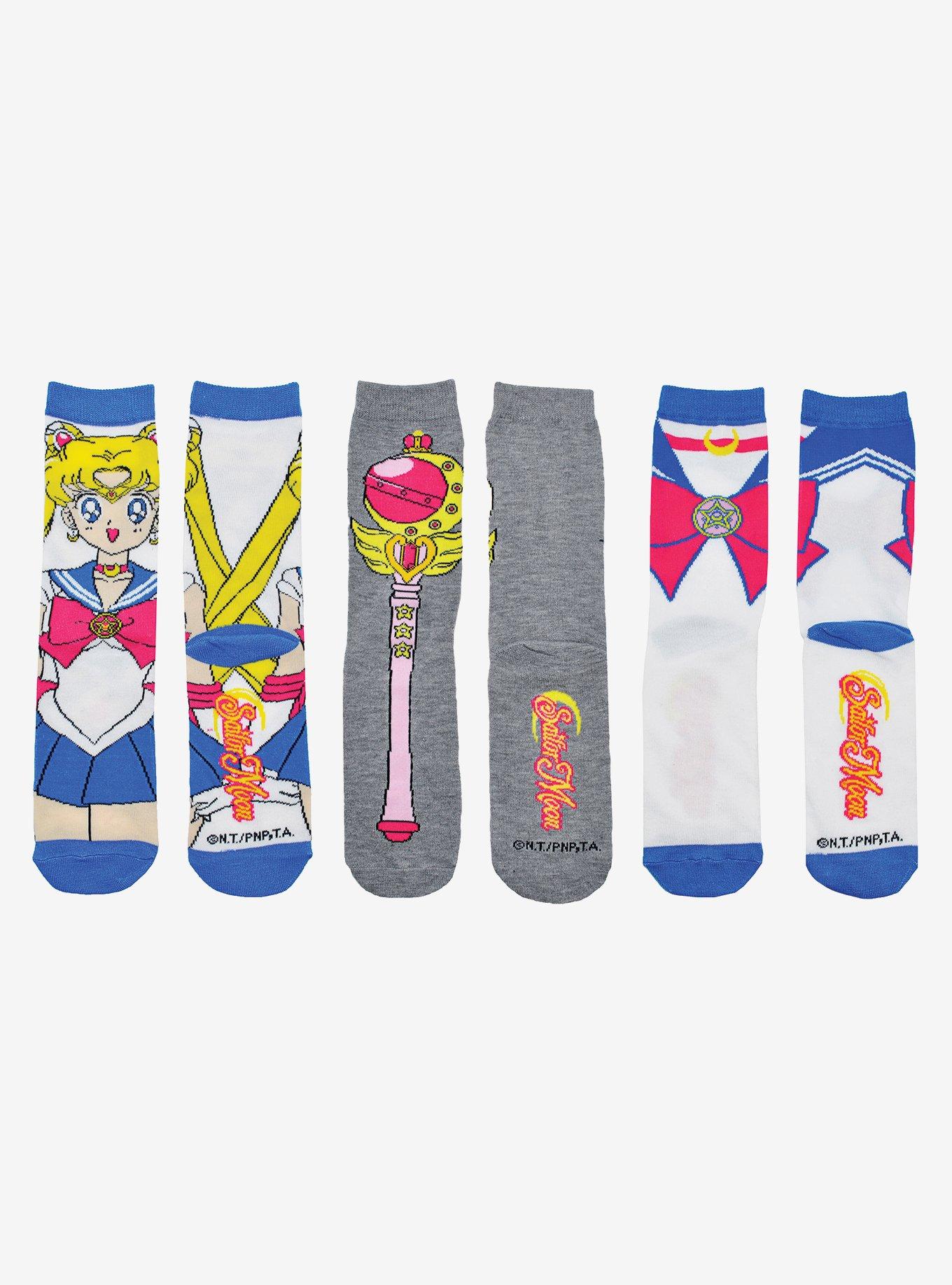 Sailor Moon 3 Pair Crew Sock Bundle, , hi-res