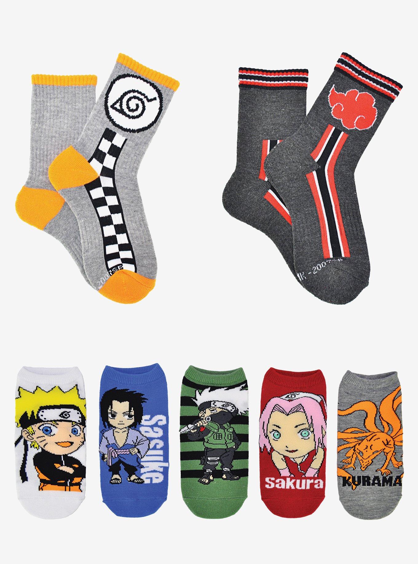 Naruto Shippuden 7 Pair Youth Socks Bundle, , hi-res