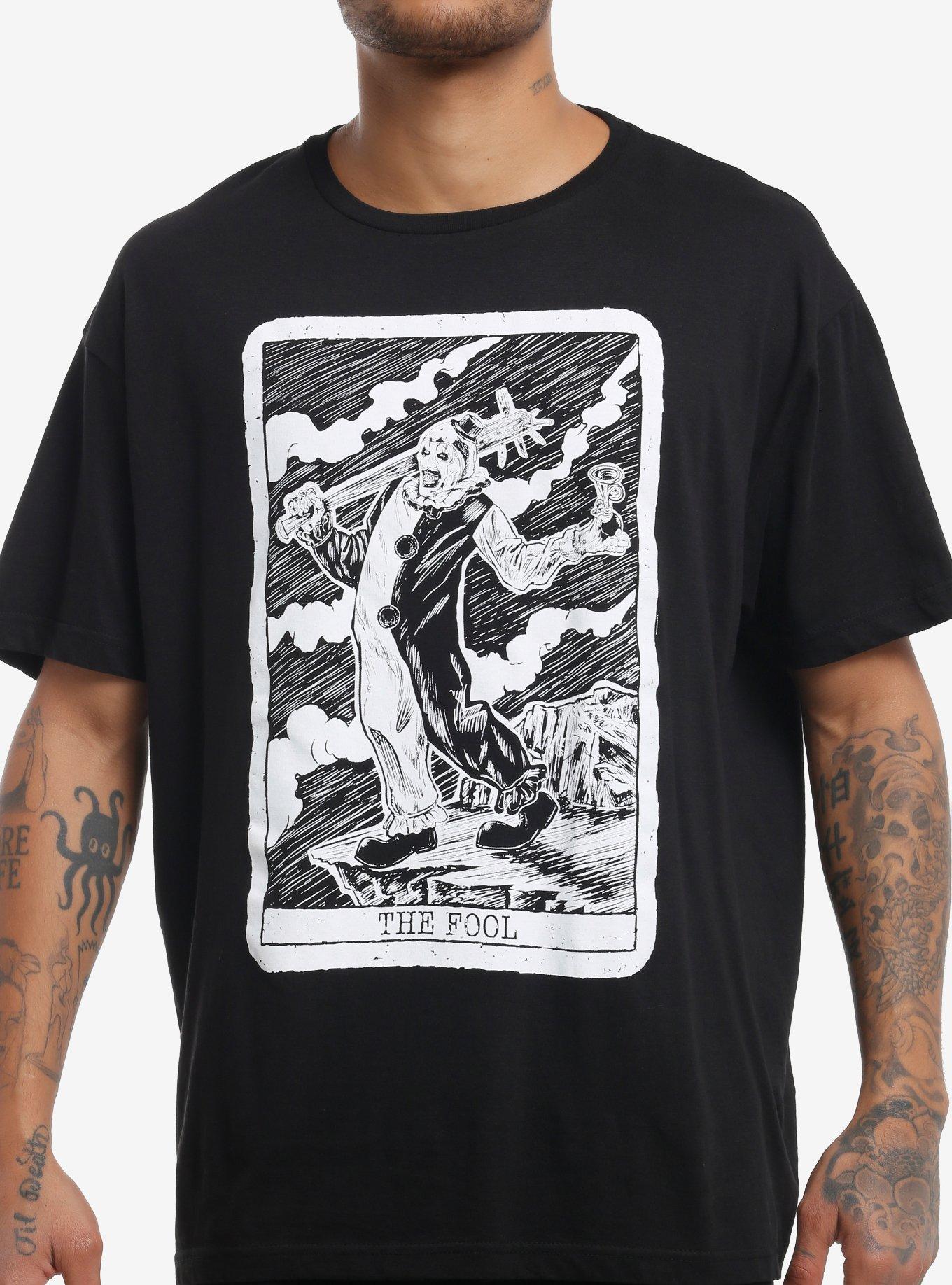 Terrifier Art The Clown Tarot Card T-Shirt By Vertebrae33, BLACK, hi-res