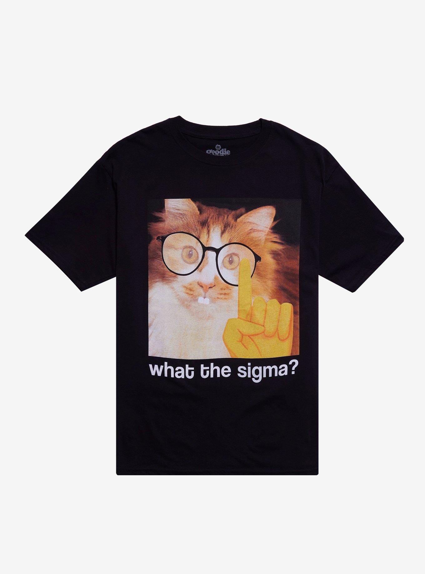 What The Sigma Cat T-Shirt By Goodie Two Sleeves, BLACK, hi-res