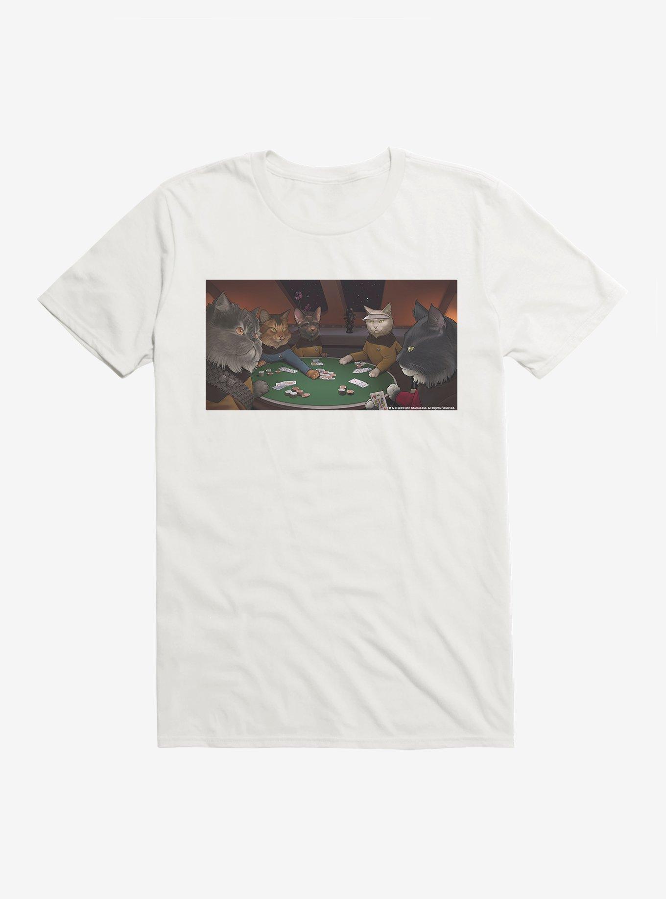 Star Trek TNG Cats Crew Poker Game T-Shirt, WHITE, hi-res