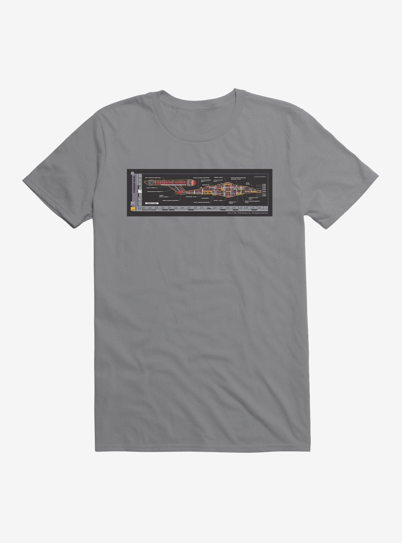 Star Trek Enterprise NX01 Side Blueprint T-Shirt, STORM GREY, hi-res