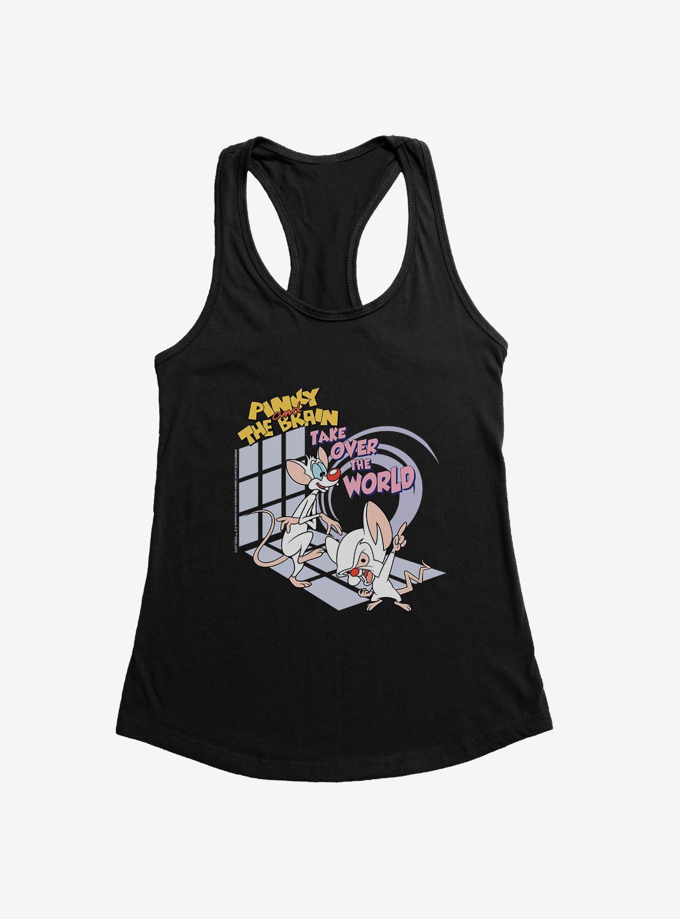 Animaniacs Pinky And The Brain Take Over The World Girls Tank, BLACK, hi-res