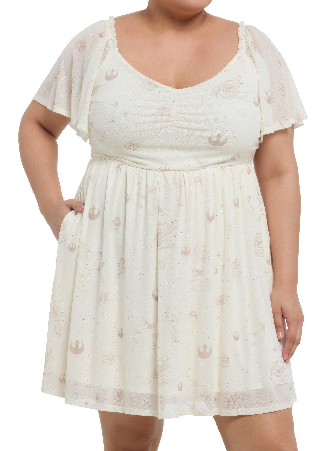 Her Universe Star Wars Icons Flutter Sleeve Dress Plus Size Her Universe Exclusive, , hi-res