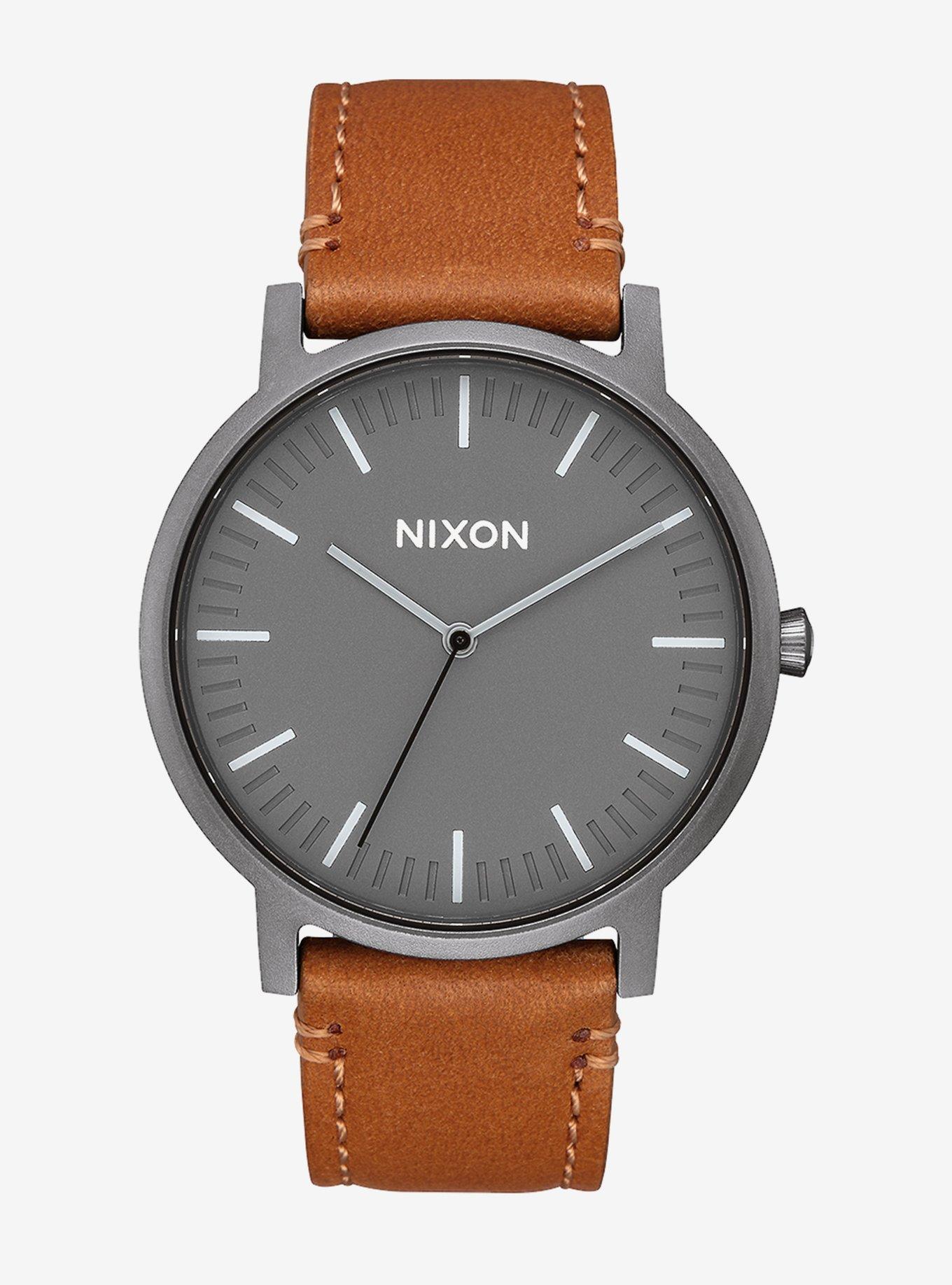 Nixon Porter  Leather Gunmetal / Taupe Watch, , hi-res