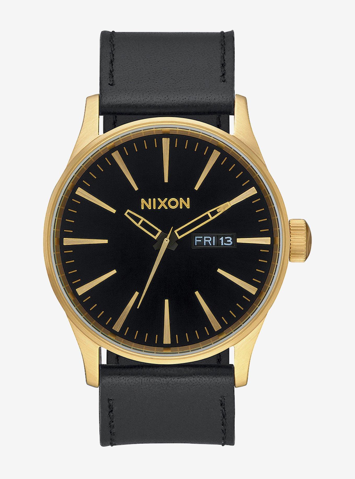 Nixon Sentry Leather Gold / Black Watch, , hi-res