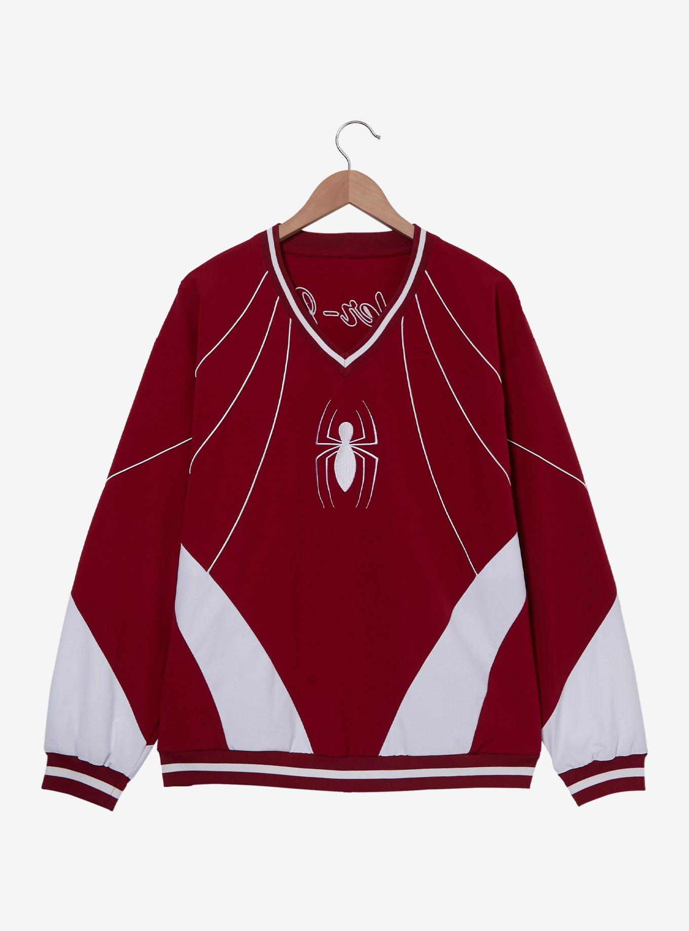 Marvel Spider-Man Logo Color Block Panel Sweatshirt - BoxLunch Exclusive, , hi-res