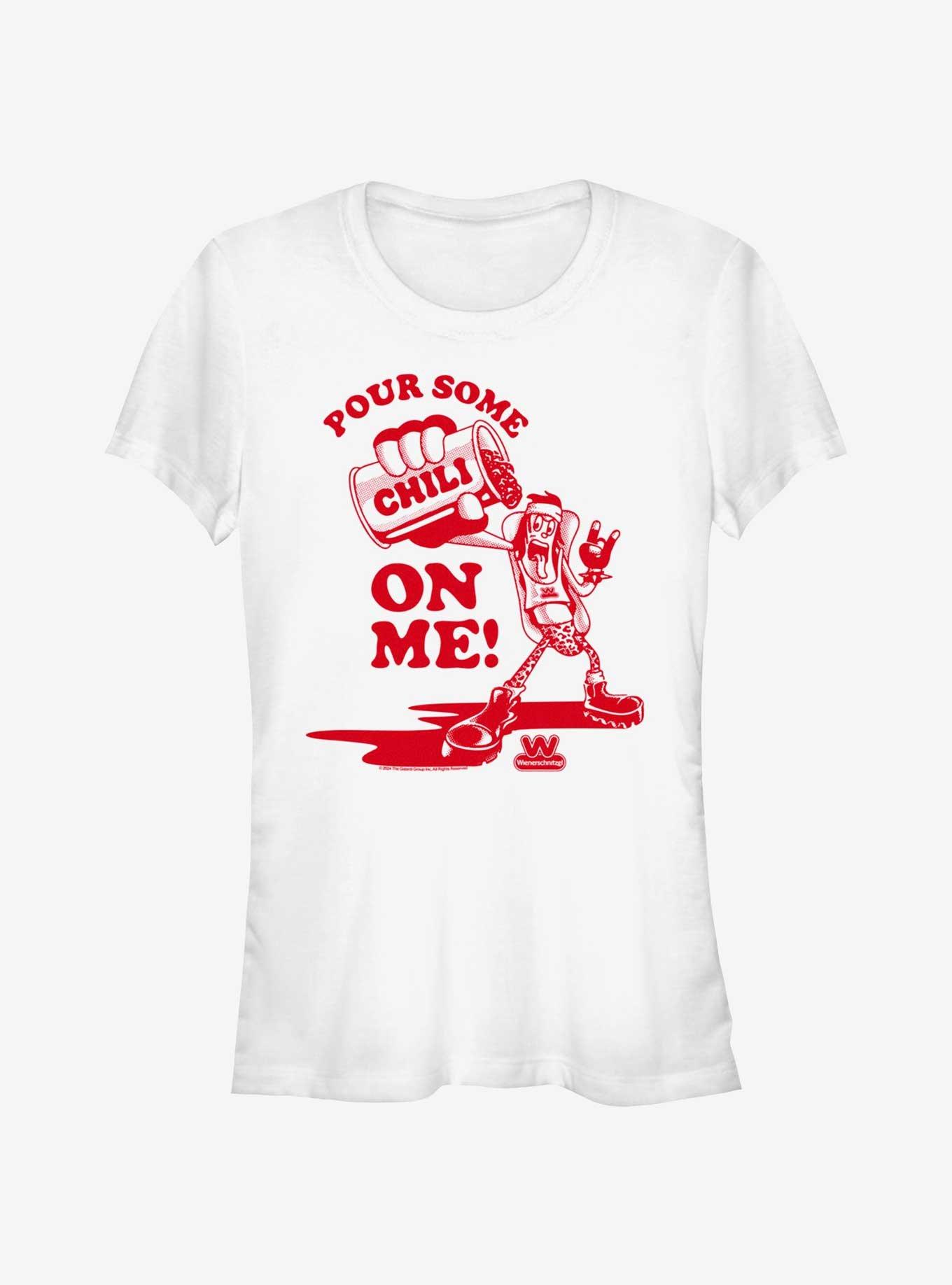 Wienerschnitzel Pour Some Chilli Girls T-Shirt, , hi-res