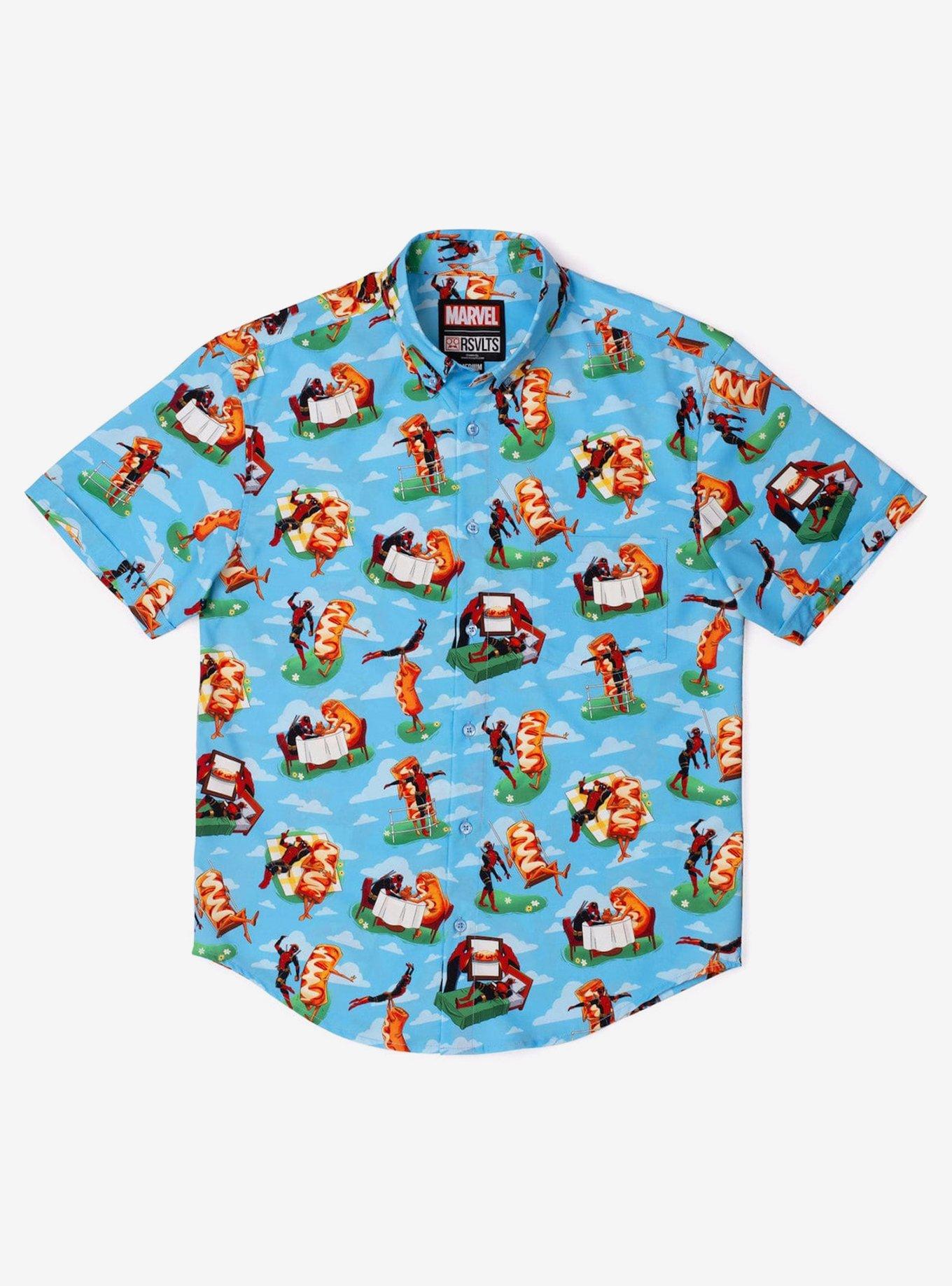 RSVLTS x Deadpool "Chimichanga Dreams" Button-Up Shirt, BLUE, hi-res