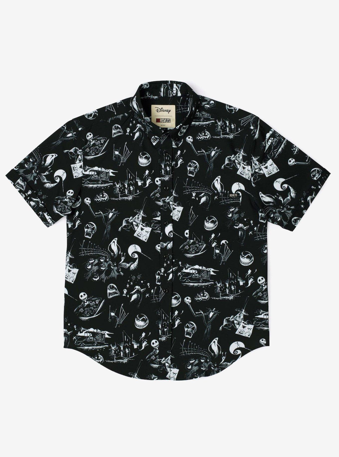 RSVLTS x Nightmare Before Christmas "Your Worst Nightmare" Button-Up Shirt, BLACK, hi-res