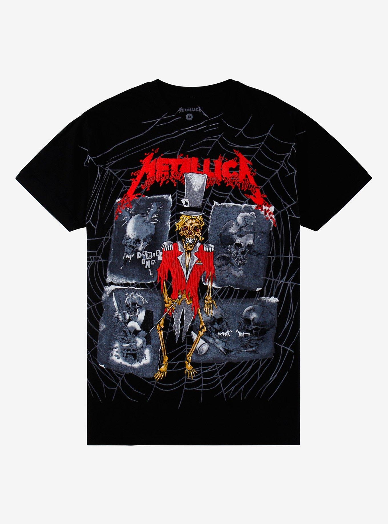 Metallica Spiderweb Playing Card Collage T-Shirt, BLACK, hi-res