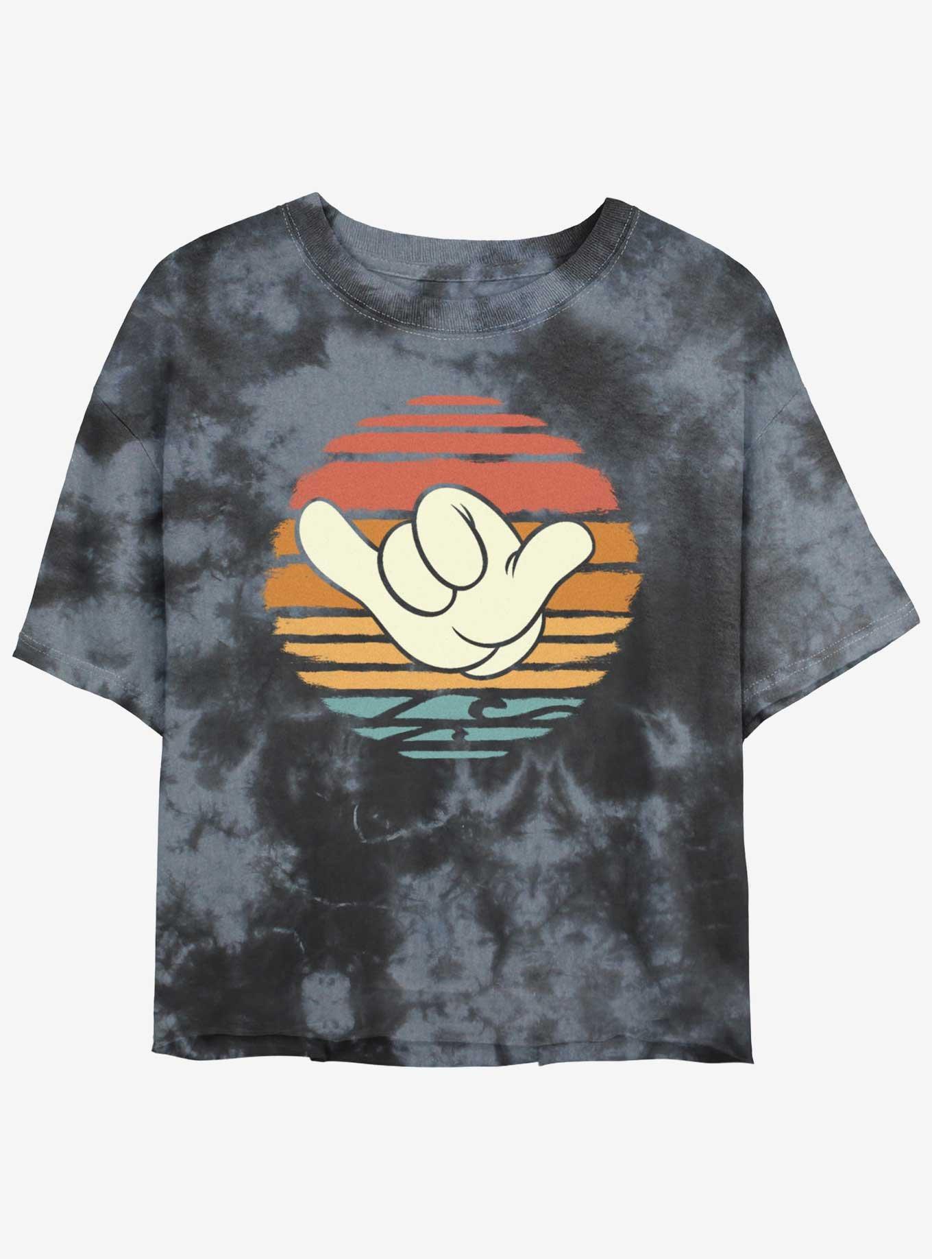 Disney Mickey Mouse Hang Loose Sunset Girls Tie-Dye Crop T-Shirt, , hi-res