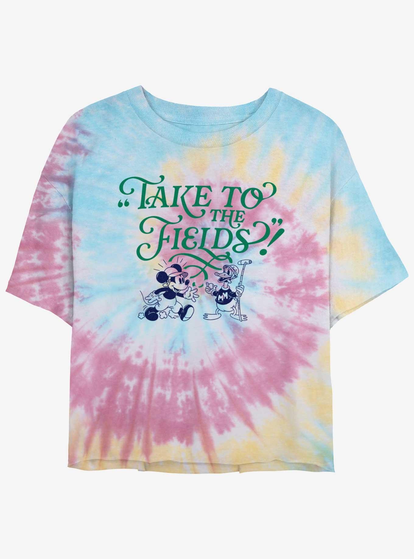 Disney Mickey Mouse Take To The Fields Girls Tie-Dye Crop T-Shirt