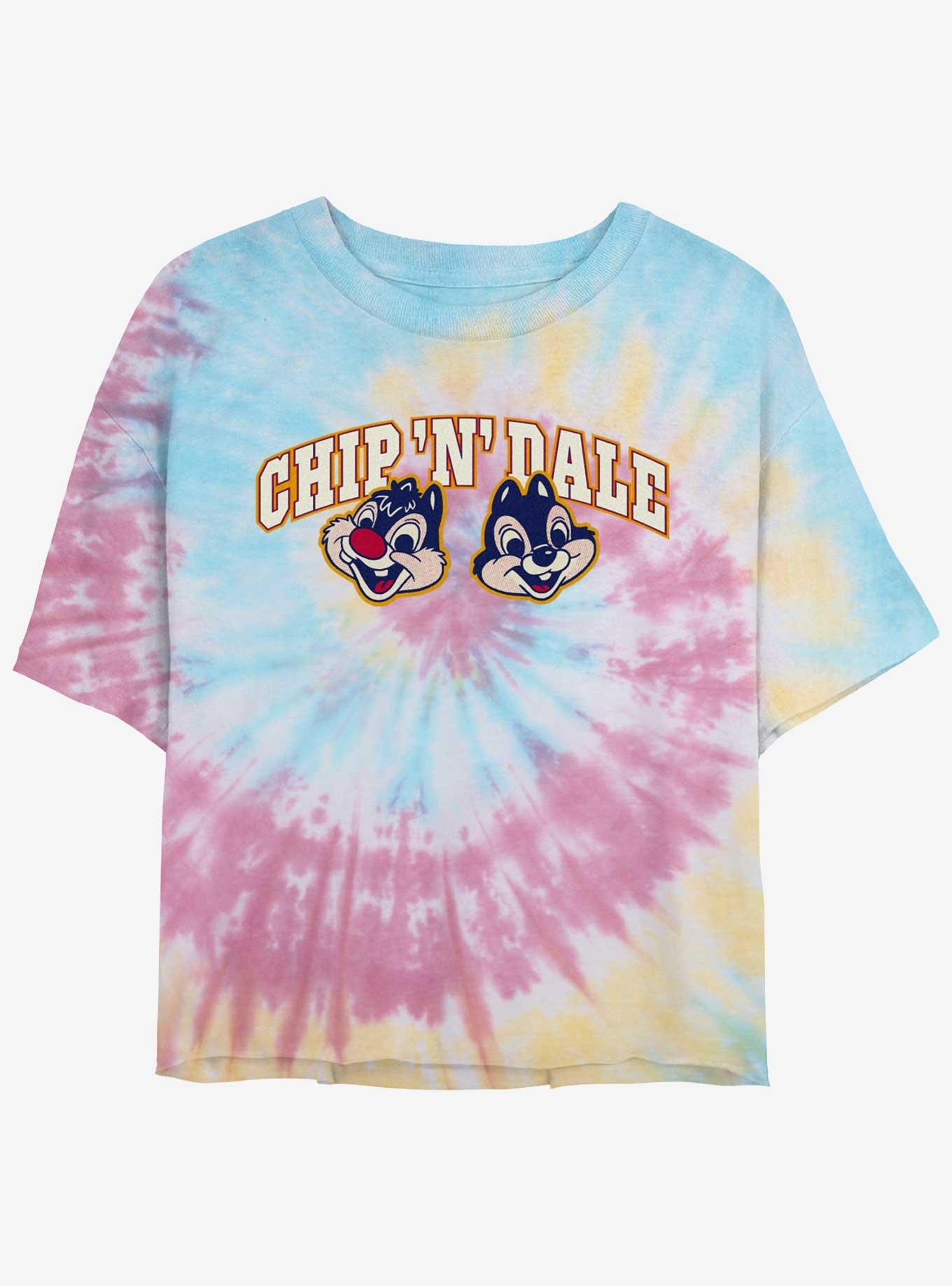 Disney Chip 'N' Dale Smiles Girls Tie-Dye Crop T-Shirt, BLUPNKLY, hi-res