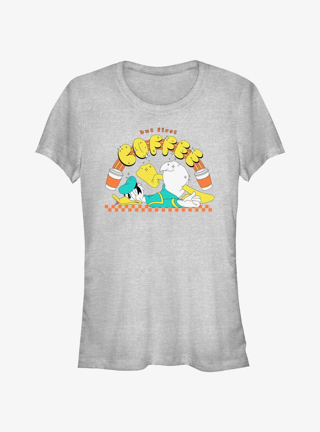 Disney Donald Duck But First Coffee Girls T-Shirt