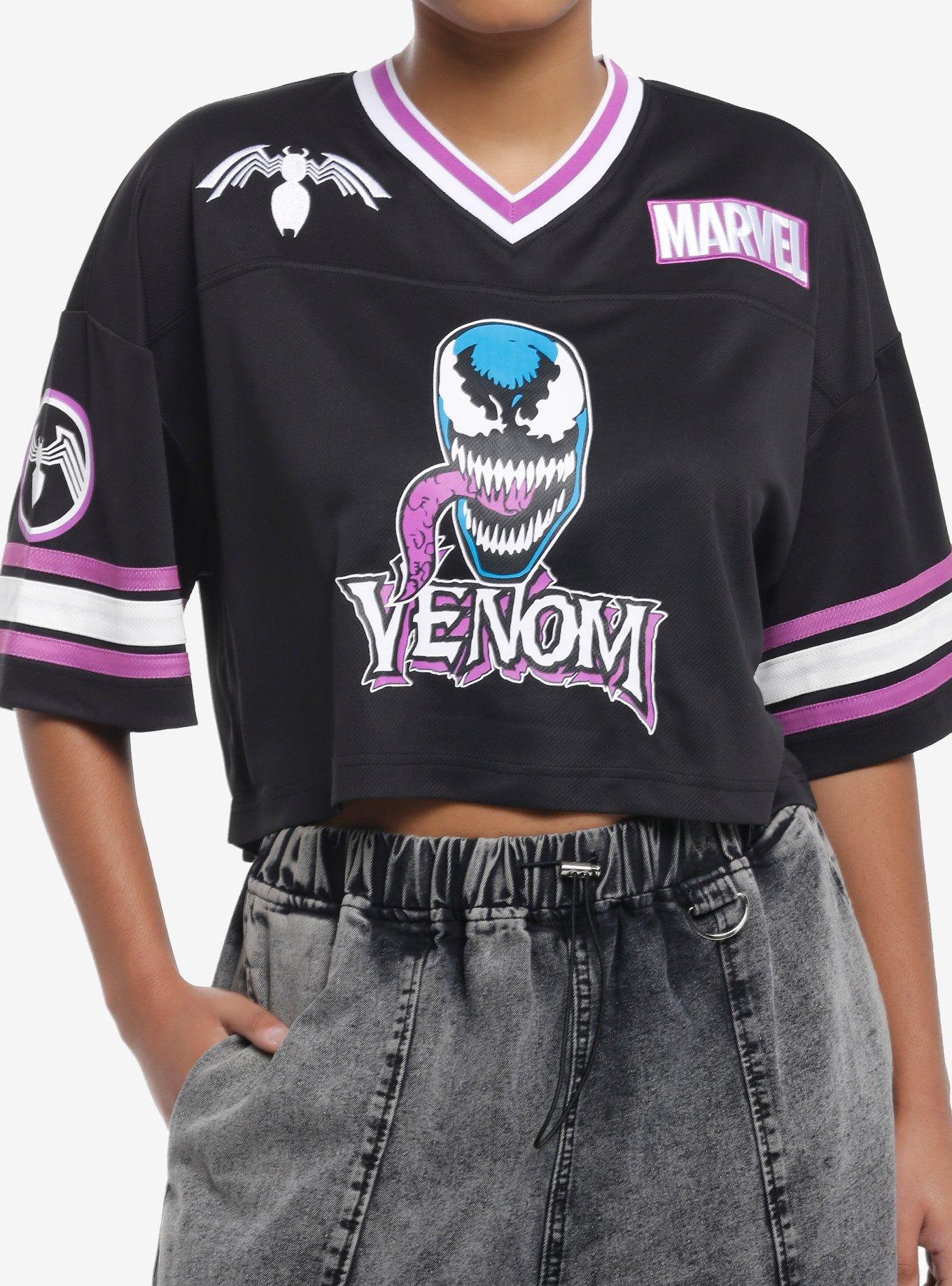 Marvel Venom Crop Girls Football Jersey | Hot Topic