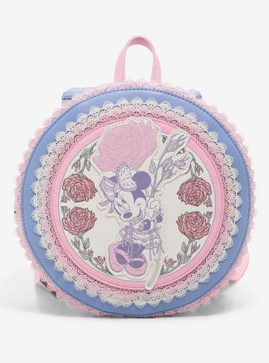 Minnie Mouse Floral and Lace Mini Backpack Round Embroidered Roses Dots NWT Minnie Mouse Floral and Lace Mini Backpack | Loungefly main image 2